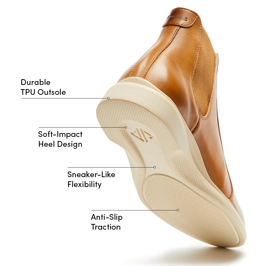 The Chelsea Boots for Women - Honey & Cream Leather Ankle Boots - Stylish & Comfortable for Fall, Winter & Casual Outfits