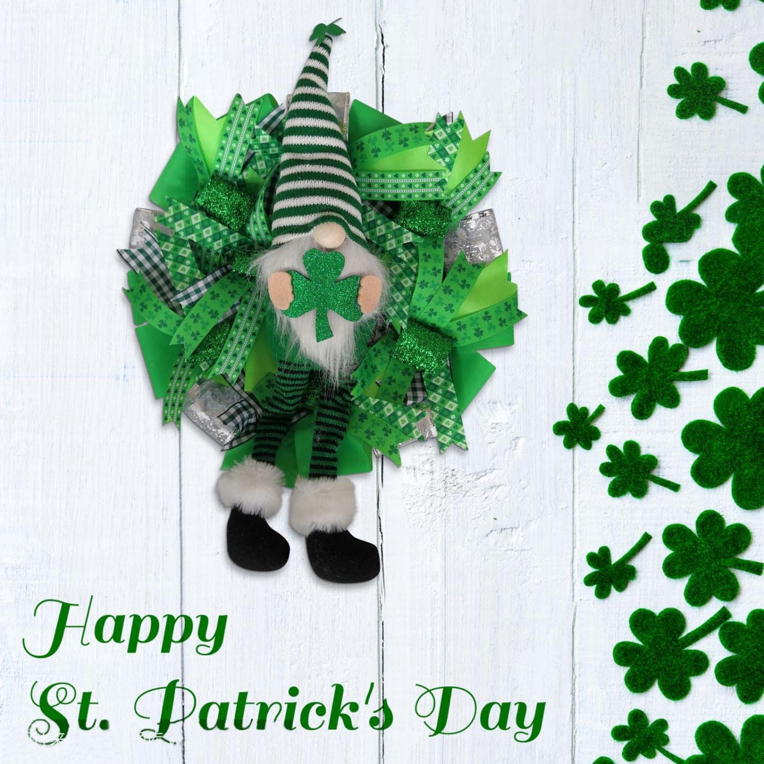 St. Patrick's Day Wreath for Front Door - Shamrock & Leprechaun Decor with Weather-Resistant Ribbon | Perfect for Home, Office & Party Decorations