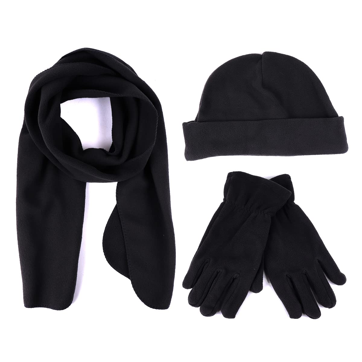 WESTEND Men's Winter Fleece Hat & Glove Set - Warm Knit Beanie & Touchscreen Gloves for Cold Weather - Perfect for Skiing, Snowboarding & Outdoor Activities