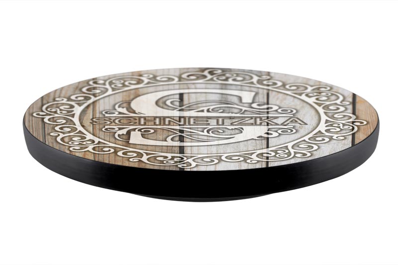 Handcrafted White Wood Lazy Susan with Decorative Design - 3 Size Options for Dining Table | Made in USA | Perfect for Spice Organization, Dinner Party Serving & Kitchen Decor