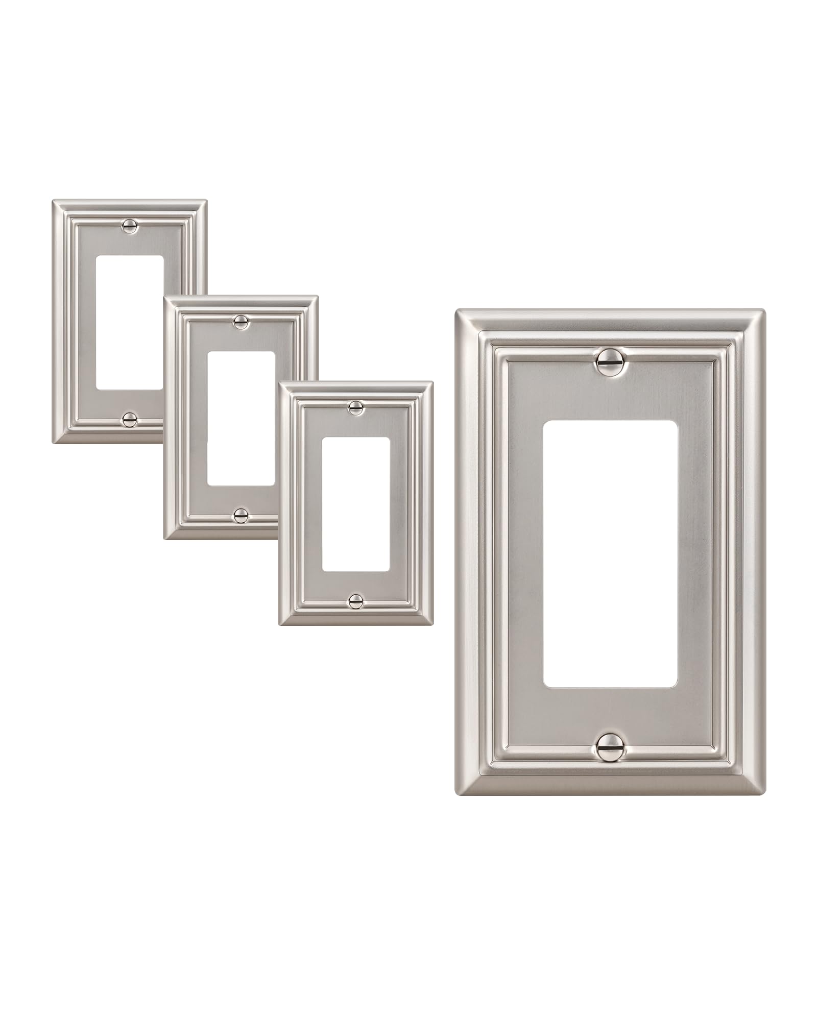 DEWENWILS 4-Pack Brushed Nickel Metal Wall Outlet Covers - Decorative Wall Plates for GFCI Outlets, Receptacles & Dimmer Switches - Perfect for Home, Office & Commercial Electrical Safety