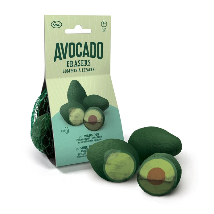 Avocado Erasers - Pack of 4 Cute Fruit-Shaped Pencil Erasers for School, Office & Art Supplies | Fun Classroom & Desk Accessories