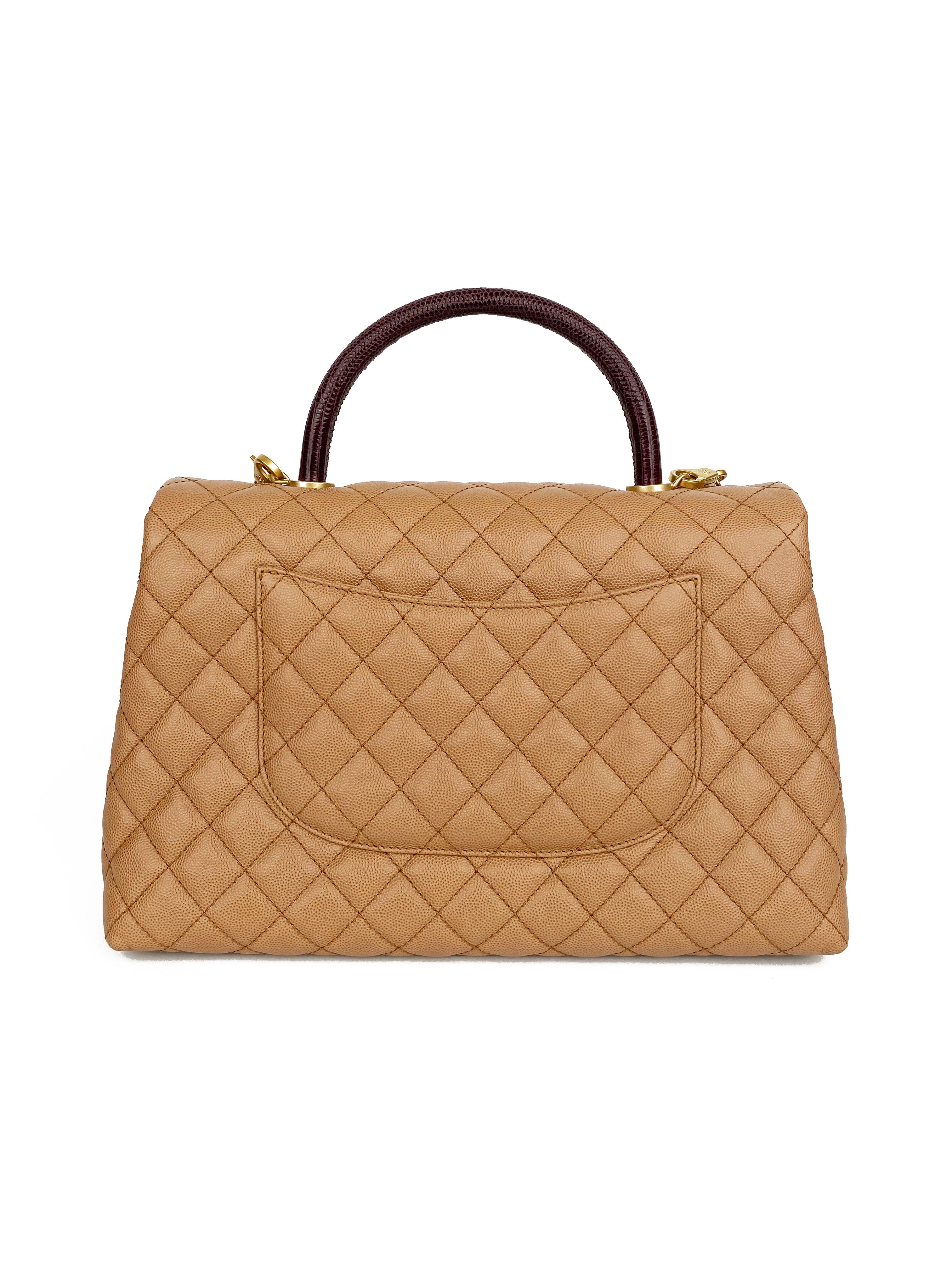 Chanel Large Beige Coco Lizard Handle Bag - Luxury Designer Handbag for Women, Perfect for Parties, Weddings & Special Occasions