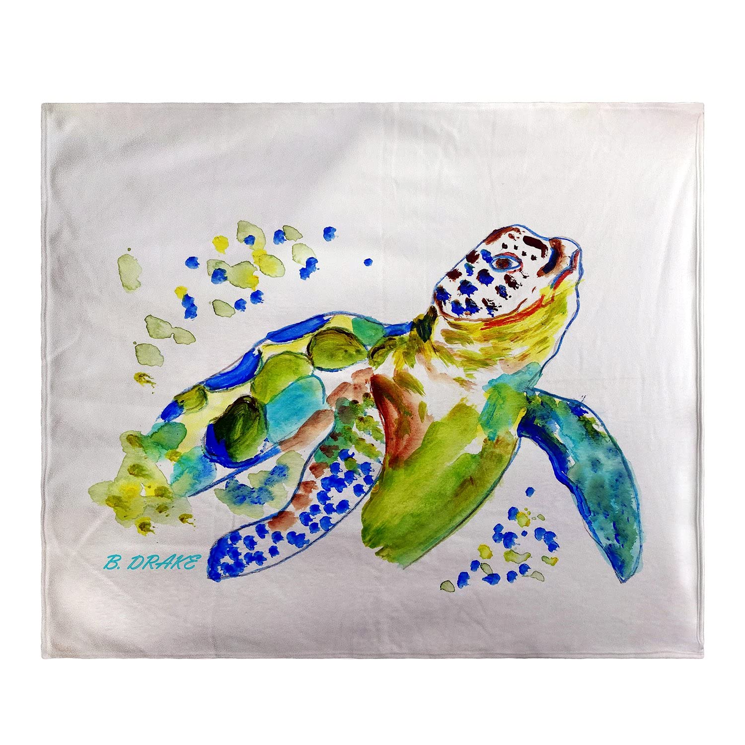 Betsy Drake Baby Sea Turtle Throw Blanket - Soft Flannel Fleece Blanket for Kids, Nursery, Beach & Travel - Cute Sea Turtle Design for Boys & Girls