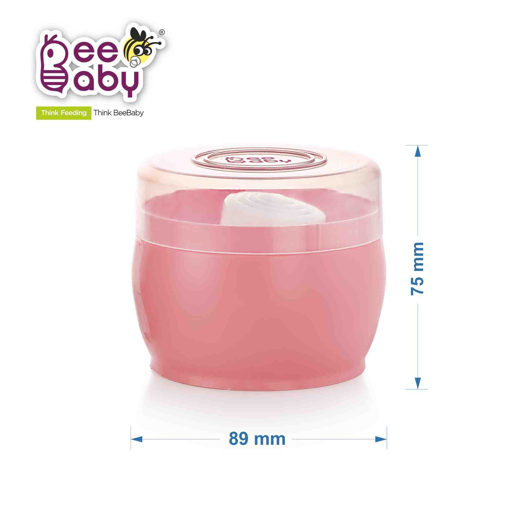 BeeBaby Premium Baby Powder Puff with Container - Soft & Gentle for Newborns & Infants (Pink, 1-Pack) | Ideal for Diaper Changes, Baby Care & On-the-Go Use