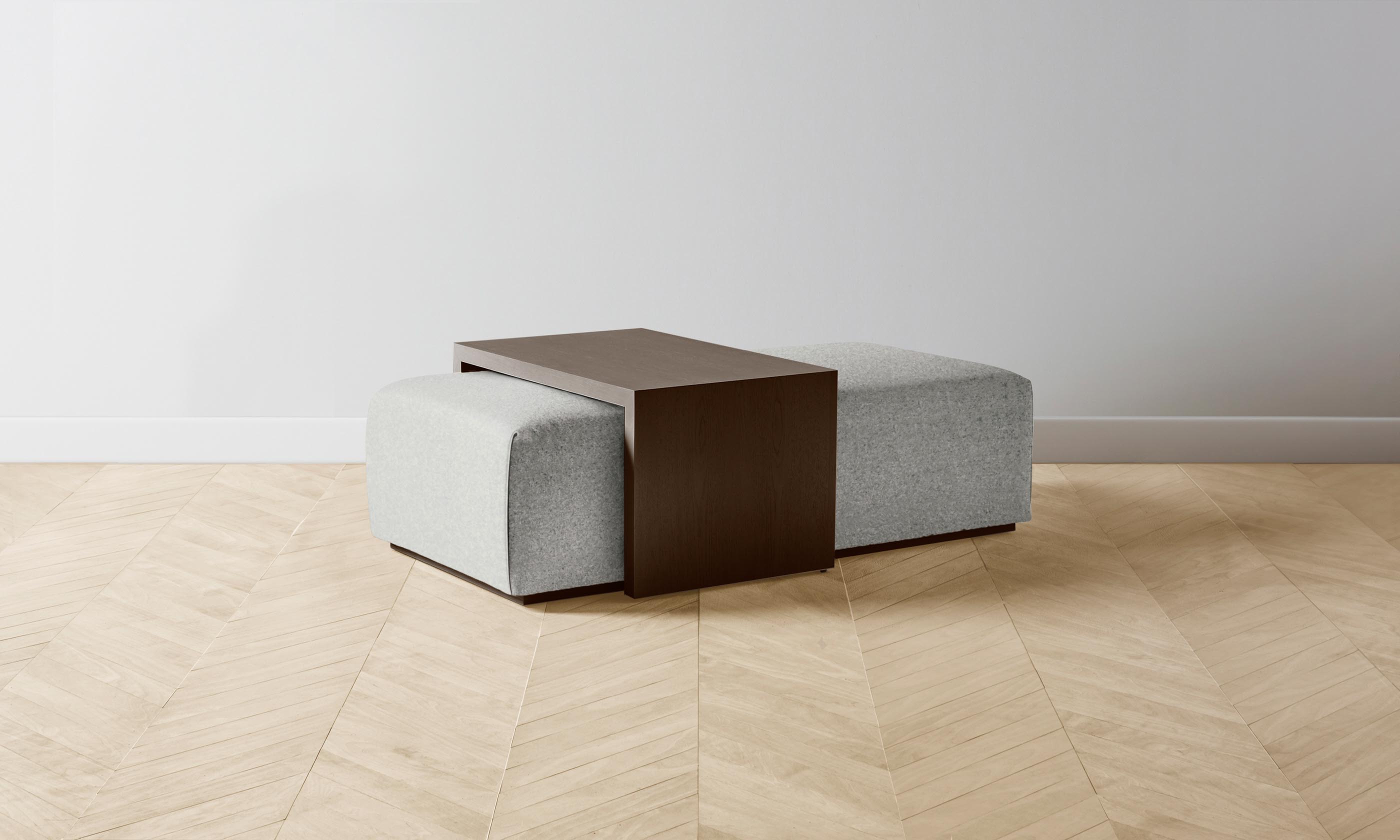 The Bowery Ottoman - Premium Merino Wool in Heather Grey - Perfect for Living Room, Bedroom & Home Decor