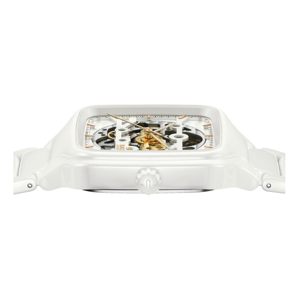True Square Automatic Skeleton White Ceramic Watch for Men - Luxury Minimalist Dress Watch for Business, Formal Occasions & Everyday Wear