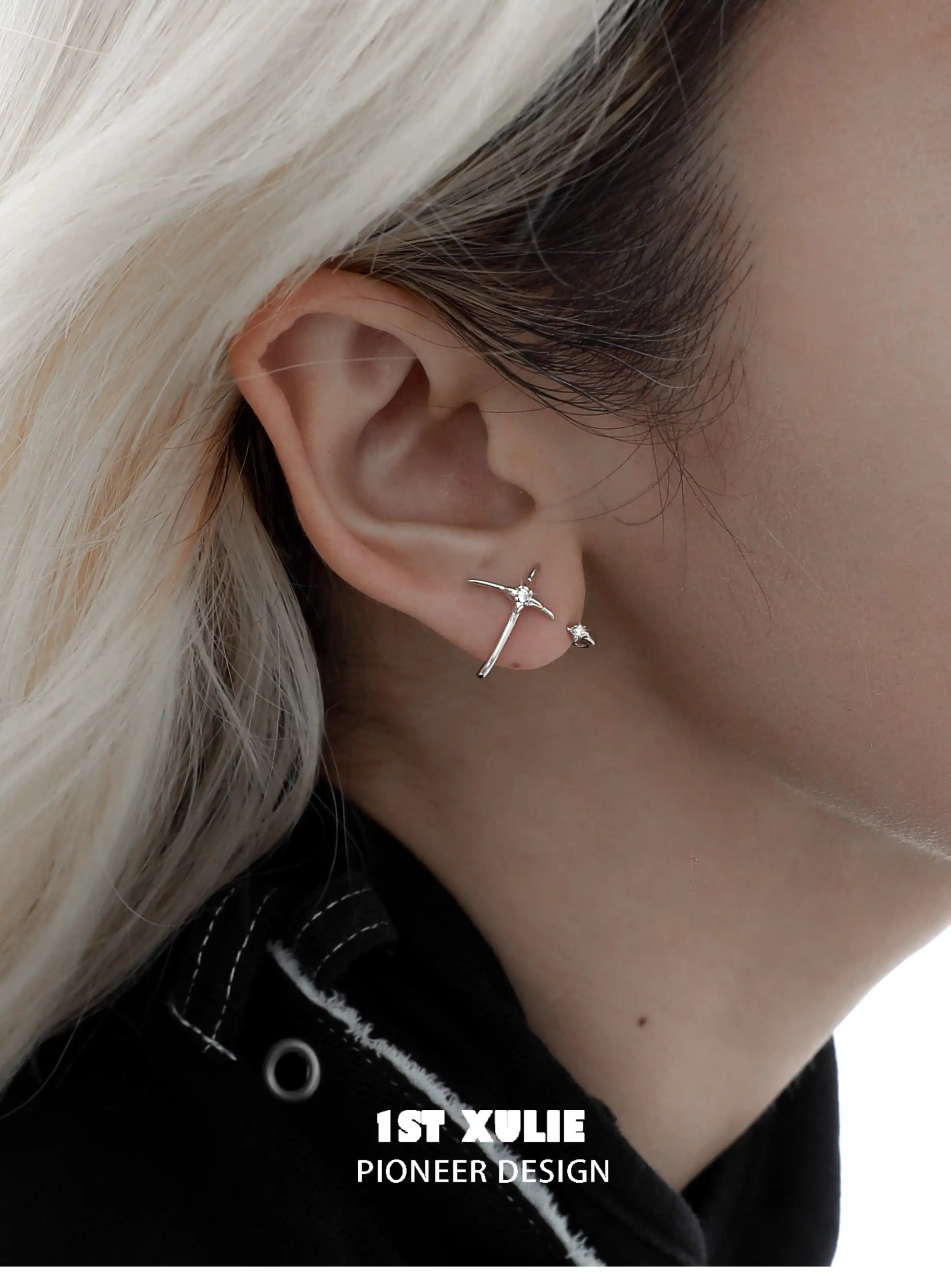 Silver Angel S925 Sterling Silver Hook Shaped Zircon Stud Earrings for Women - Hypoallergenic Fashion Jewelry Gift for Birthday, Anniversary & Valentine's Day - Perfect for Parties, Weddings & Everyday Wear