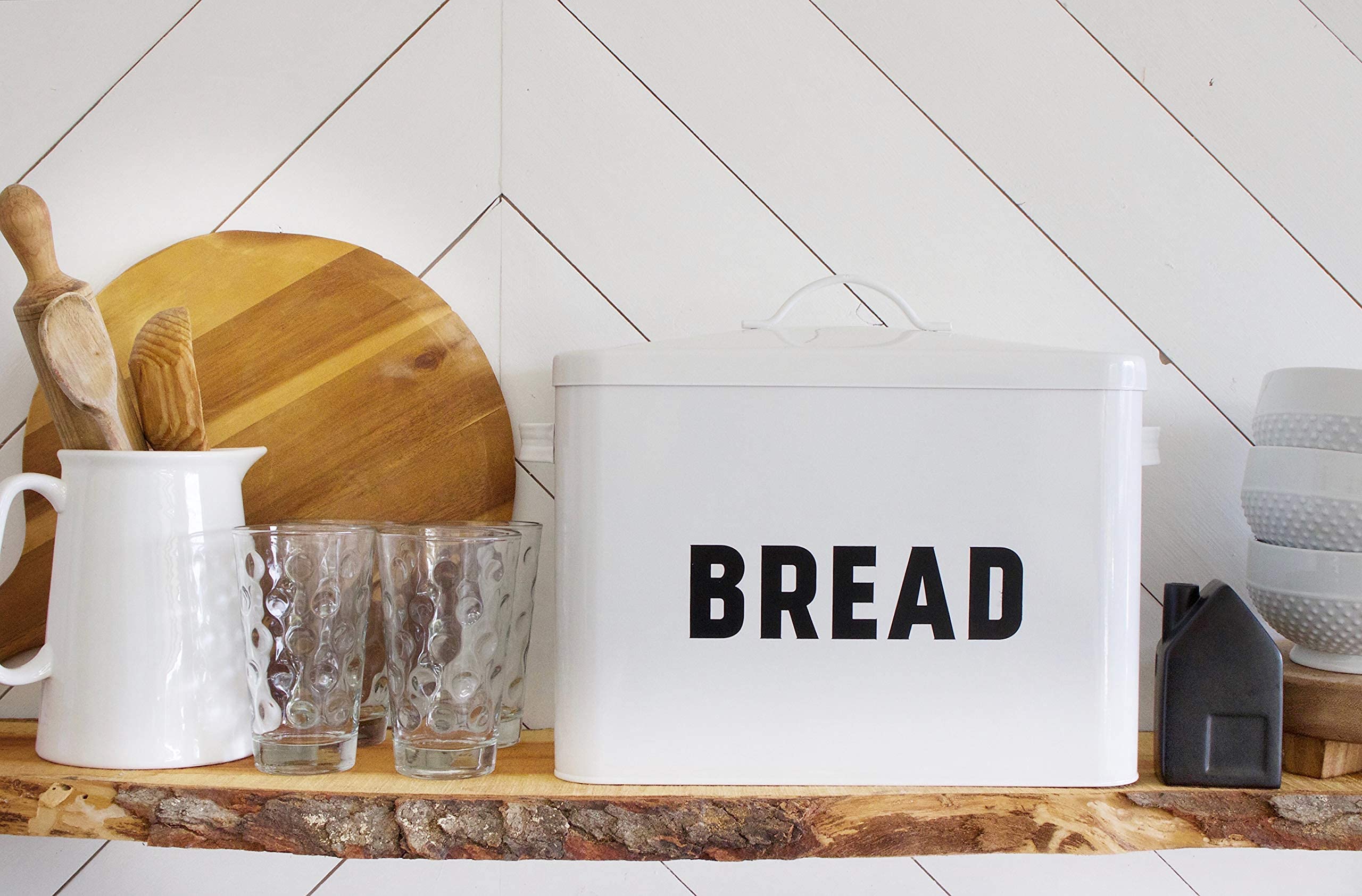 Premium White Metal Bread Box - Airtight Food Storage Container for Kitchen & Pantry Organization | Perfect for Bread, Cookies, Pastries & Baking Supplies | Rustproof & Durable Home Decor Solution