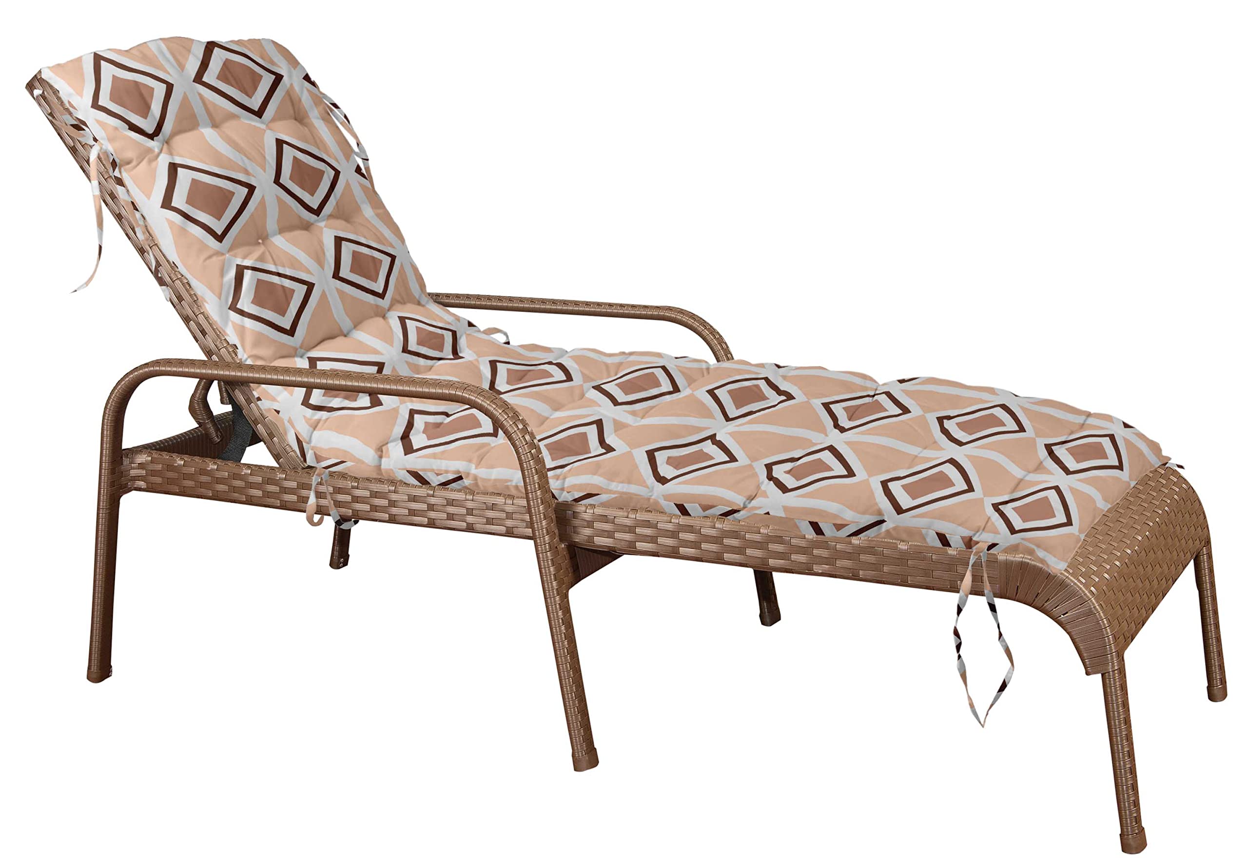 Quilted Thick Padded Seat Cushion for Rocking Chair, Sofa & Recliner - 74 x 23 Inches with Ties - Peach Color - Perfect for Outdoor Garden, Terrace & Bench Use