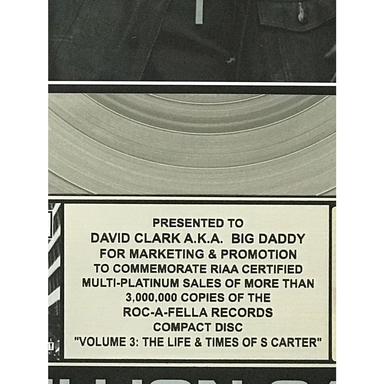 Jay Z Vol. 3: The Life & Times of S Carter - 3x Multi Platinum Album Award - Perfect for Music Collectors & Hip Hop Fans - Great for Display in Home, Office or Studio