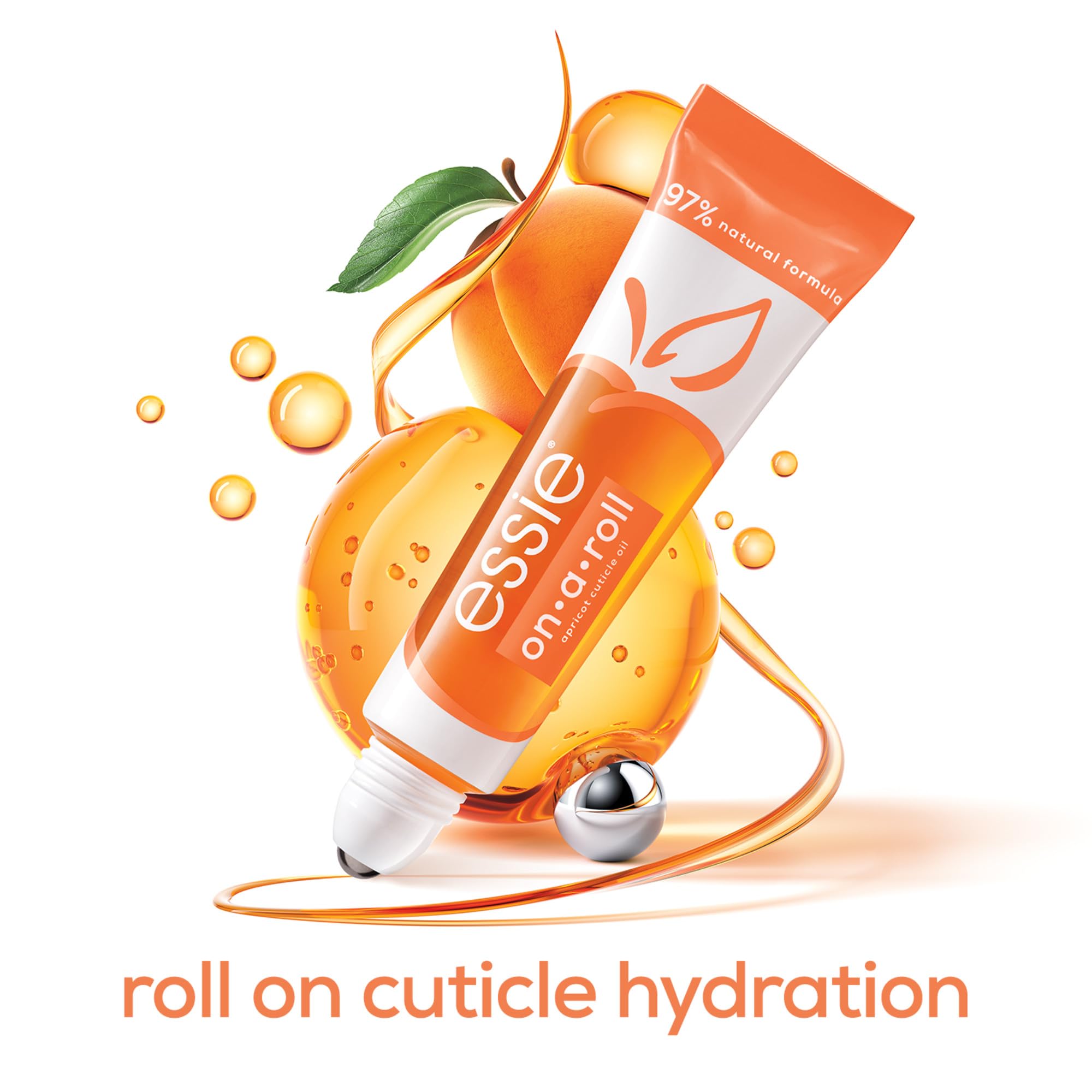 essie Apricot Cuticle Oil & Nail Treatment - 8-Free Vegan Formula for Stronger Nails - 0.46 fl oz Roll-On - Perfect for At-Home Manicures & Dry Cuticle Care