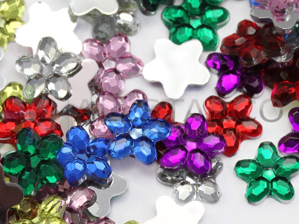 3mm Blue LQ05 Flower Self-Adhesive Acrylic Rhinestones - 500PCS (5 Sheets) - Plastic Face Gems & Body Jewels for DIY Cards, Invitations, Nail Art, Scrapbooking & Craft Decorations - Perfect for Party, Wedding, Cosplay & Costume Accessories