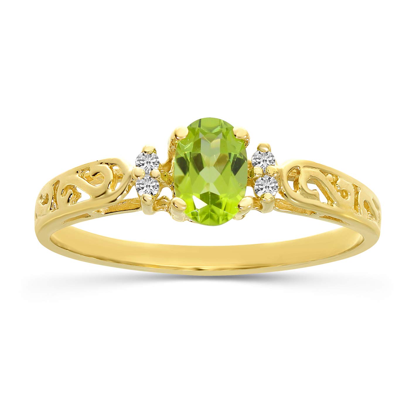 10K Yellow Gold Peridot and Diamond Ring – Elegant Jewelry for Women, Perfect for Engagement, Wedding, Anniversary & Special Occasions