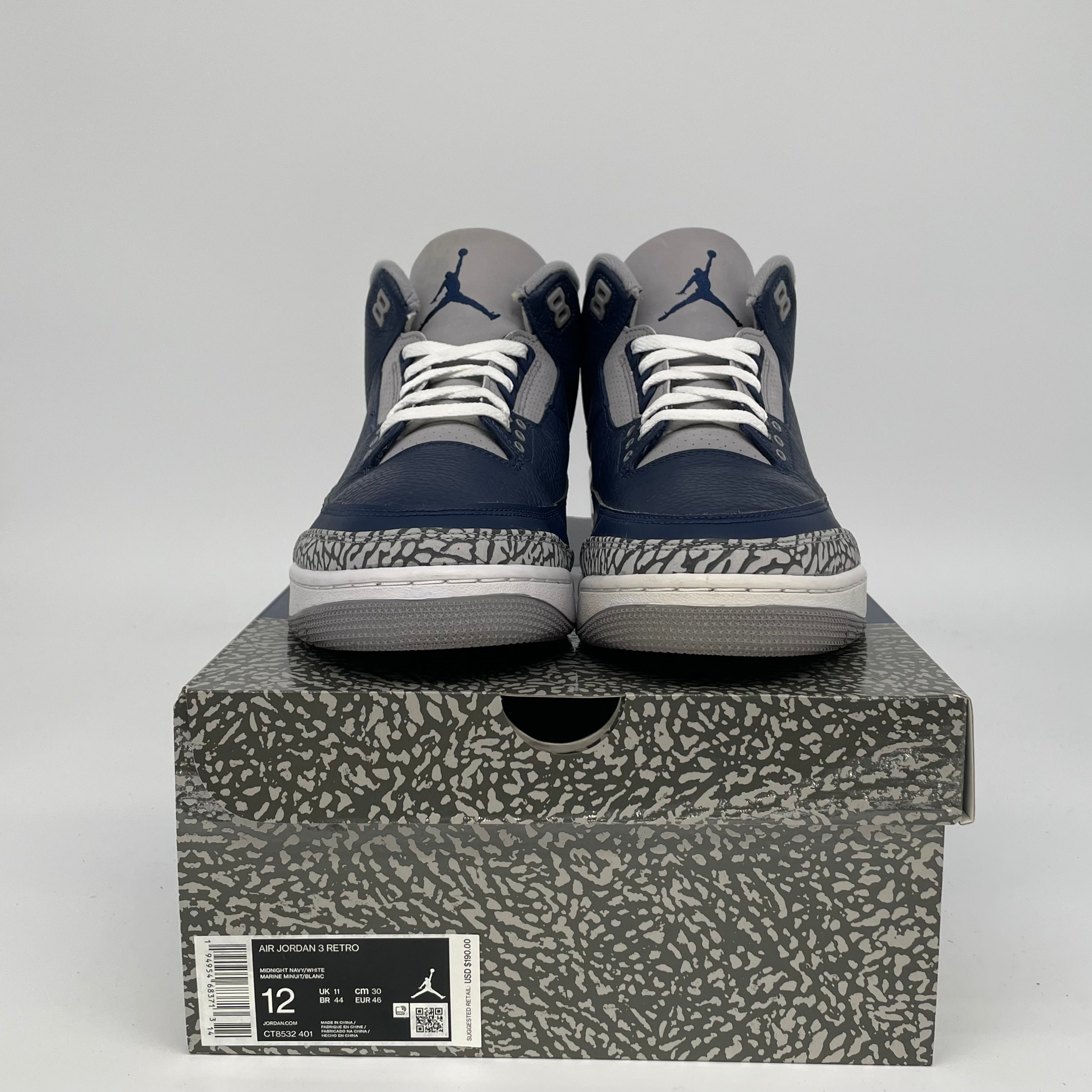 AIR JORDAN 3 Retro Georgetown Basketball Shoes Men's Size 12 - White/Blue/Gray (CT8532-401) | Official Nike Sneakers for Streetwear, Basketball & Casual Outfits
