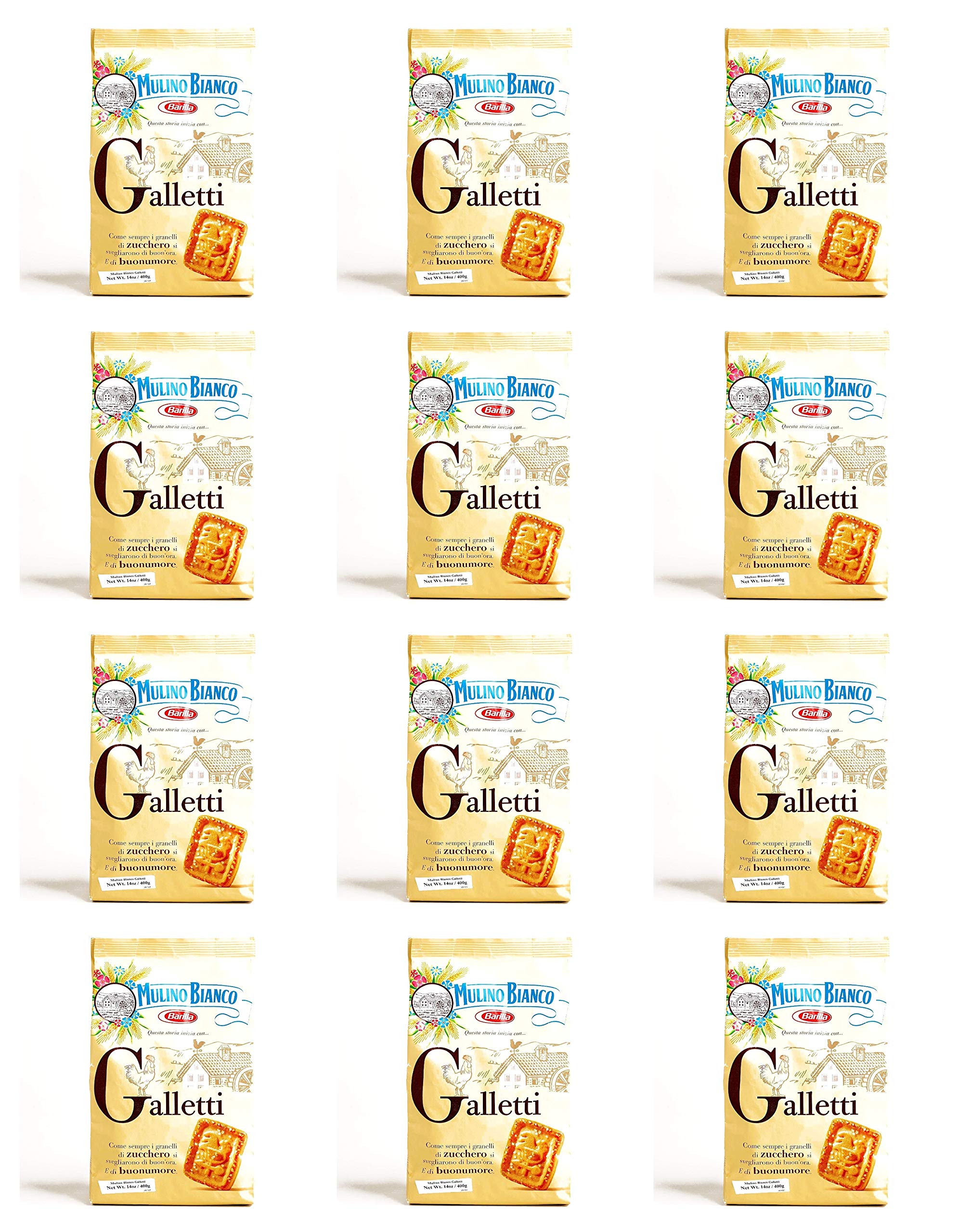 Mulino Bianco Galletti Italian Cookies 14.1 oz (Pack of 12) - Authentic Italian Biscuits for Coffee, Tea, Desserts & Gift Giving
