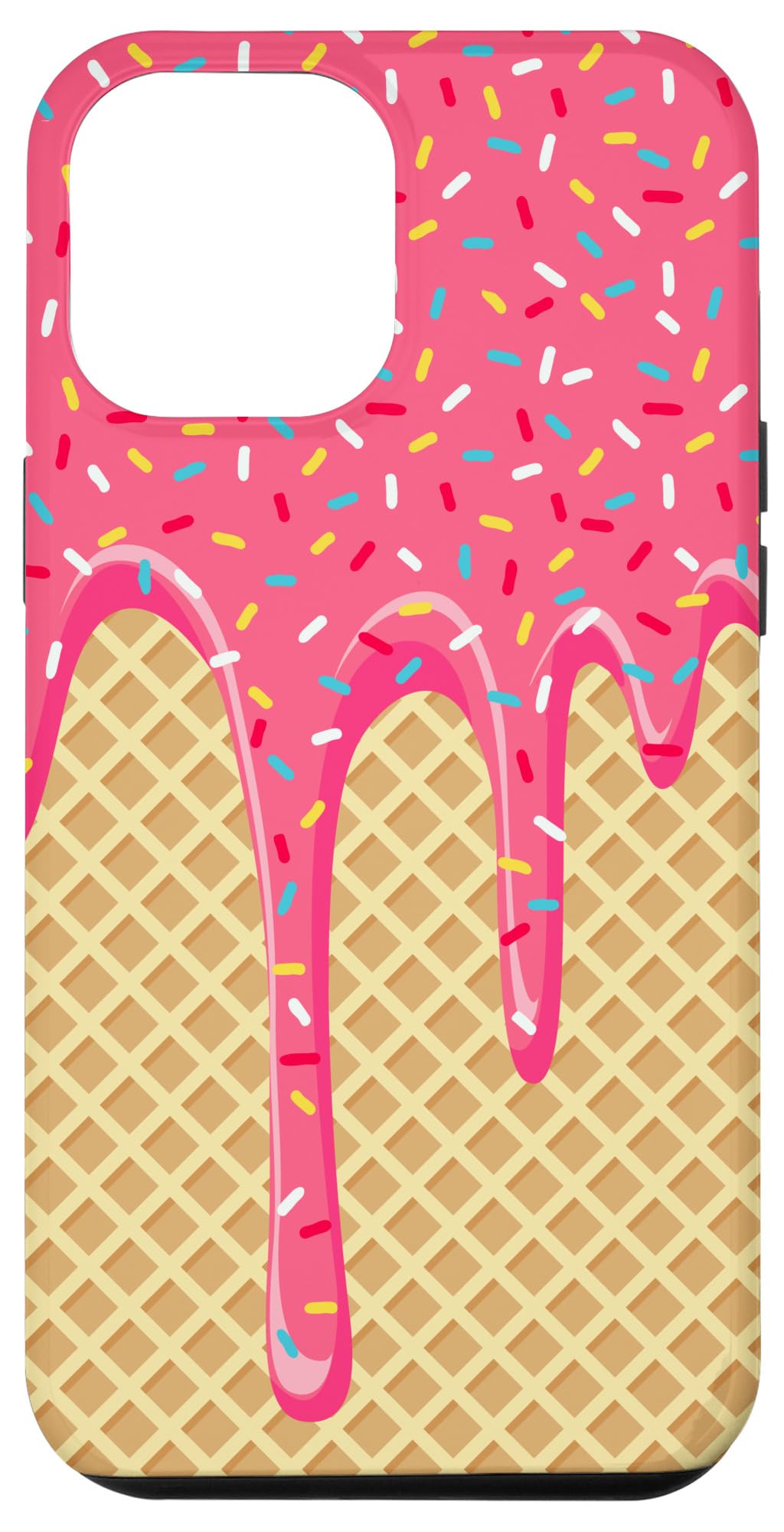 **iPhone 12 Pro Max Case - Strawberry Ice Cream Sprinkles & Waffle Cone Design | Cute Protective Cover for Women & Girls | Perfect for Summer, Beach & Ice Cream Lovers**