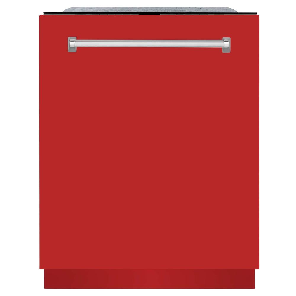 ZLINE 24 Inch Monument Series 3rd Rack Top Touch Control Dishwasher with Red Matte Panel - Ultra Quiet 45dBa (DWMT RM 24) | Perfect for Modern Kitchens, Small Spaces & Energy-Efficient Homes