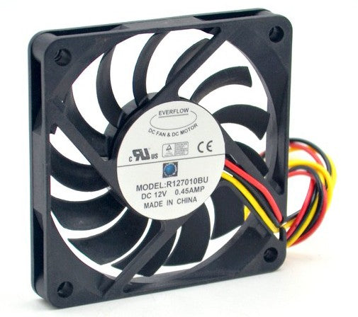 Everflow 70x70x10mm Ultra High Speed 12V 3-Pin Cooling Fan R127010BU - Perfect for PC Cooling, Electronics, and DIY Projects
