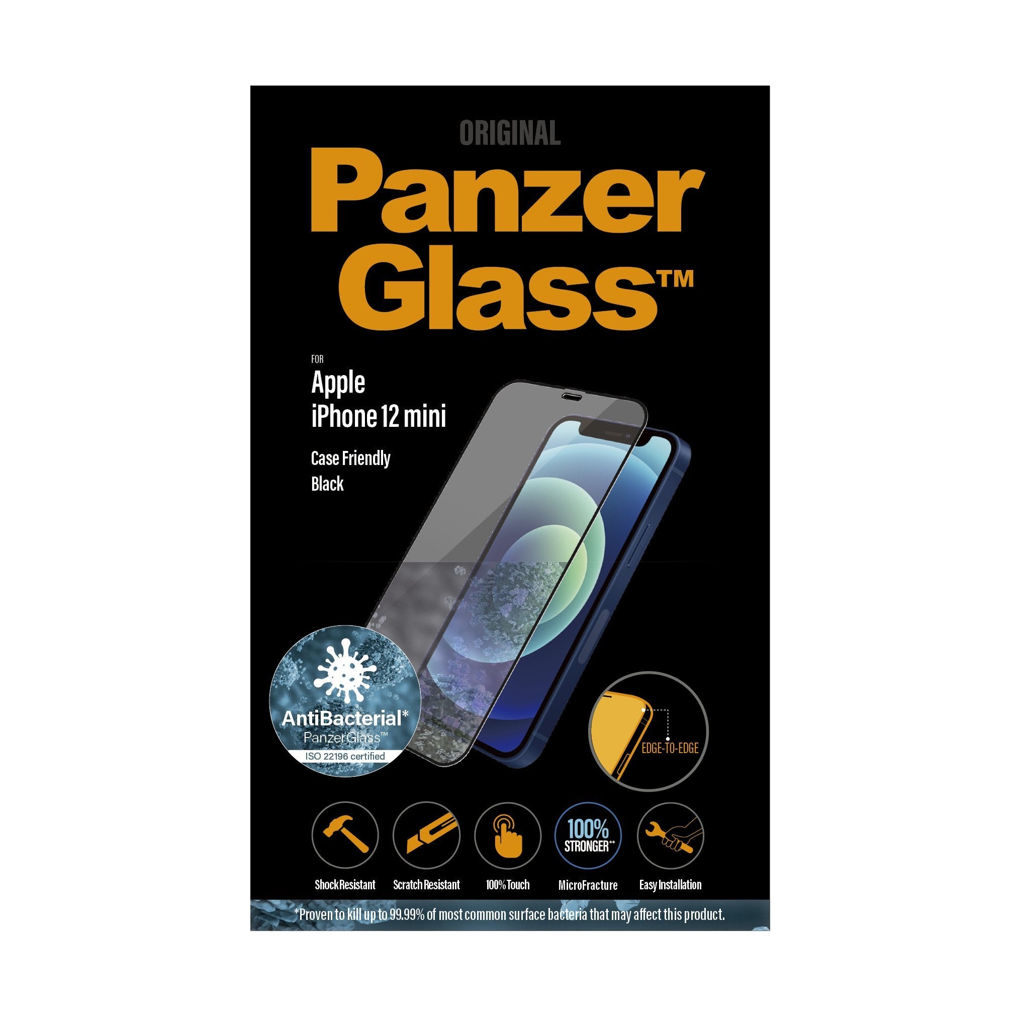 PanzerGlass Edge-to-Edge Screen Protector for iPhone 12 Mini - Premium Tempered Glass, Anti-Scratch & Bubble-Free - Perfect for Work, Travel & Everyday Protection (Black)