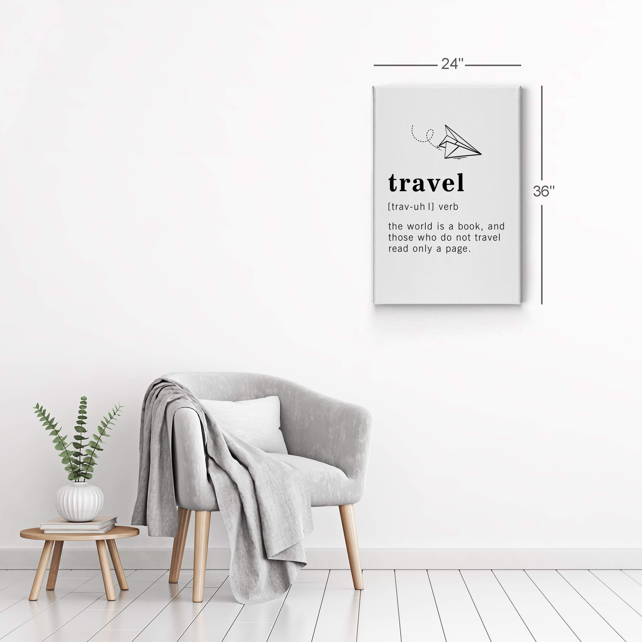 Funny Travel Definition Canvas Print - Inspirational Quote Wall Art for Office, Living Room, Bedroom & Bathroom Decor | Ready to Hang 40x30 | Made in USA | Perfect Gift for Travel Lovers & Home Decoration