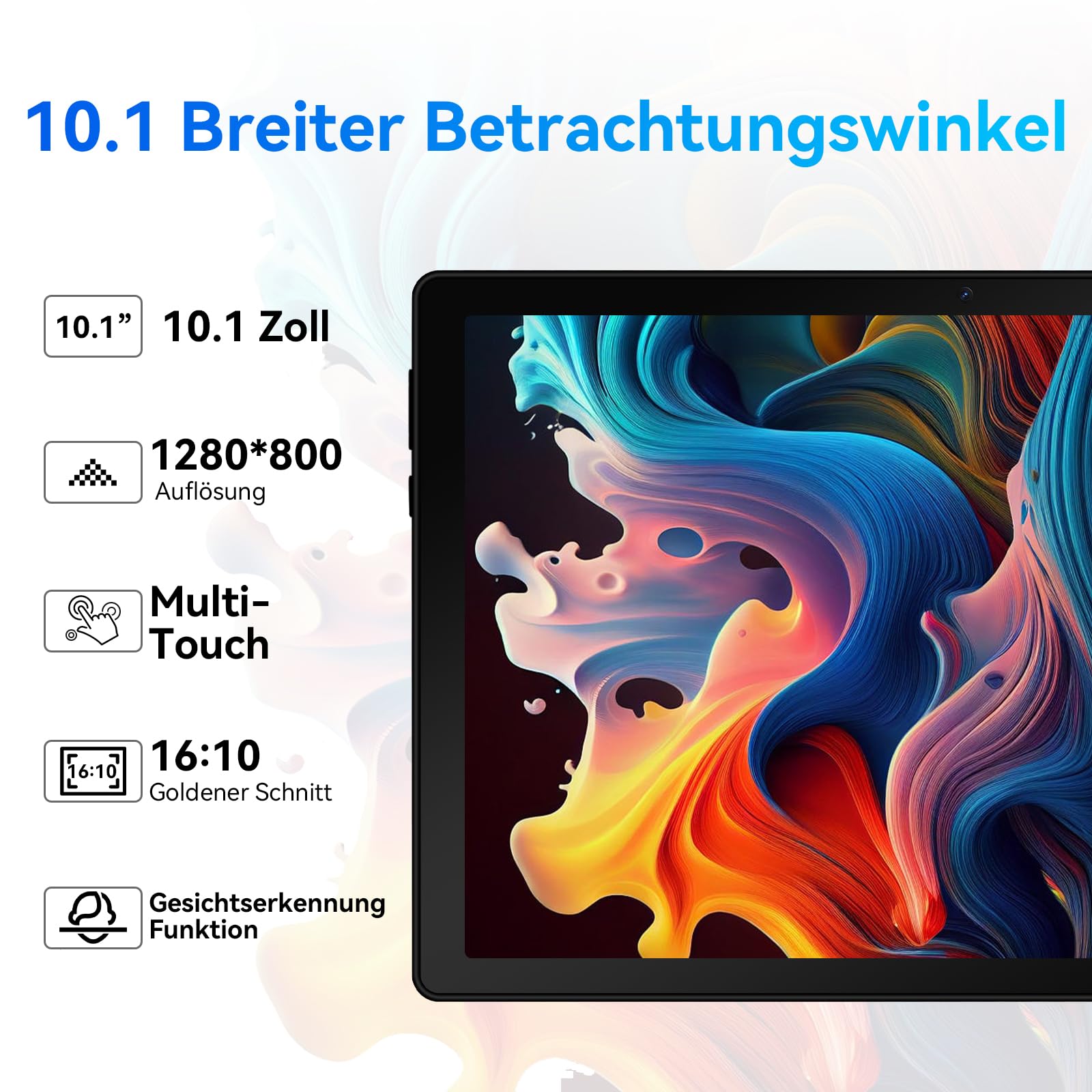 Fullant Android 14 Tablet 10 Inch - Octa-Core Processor, 10GB RAM 64GB ROM (Expandable to 1TB), WiFi 6, Bluetooth 5.3, USB-C Fast Charging, Dual Camera - White | Perfect for Work, Study, Streaming & Gaming