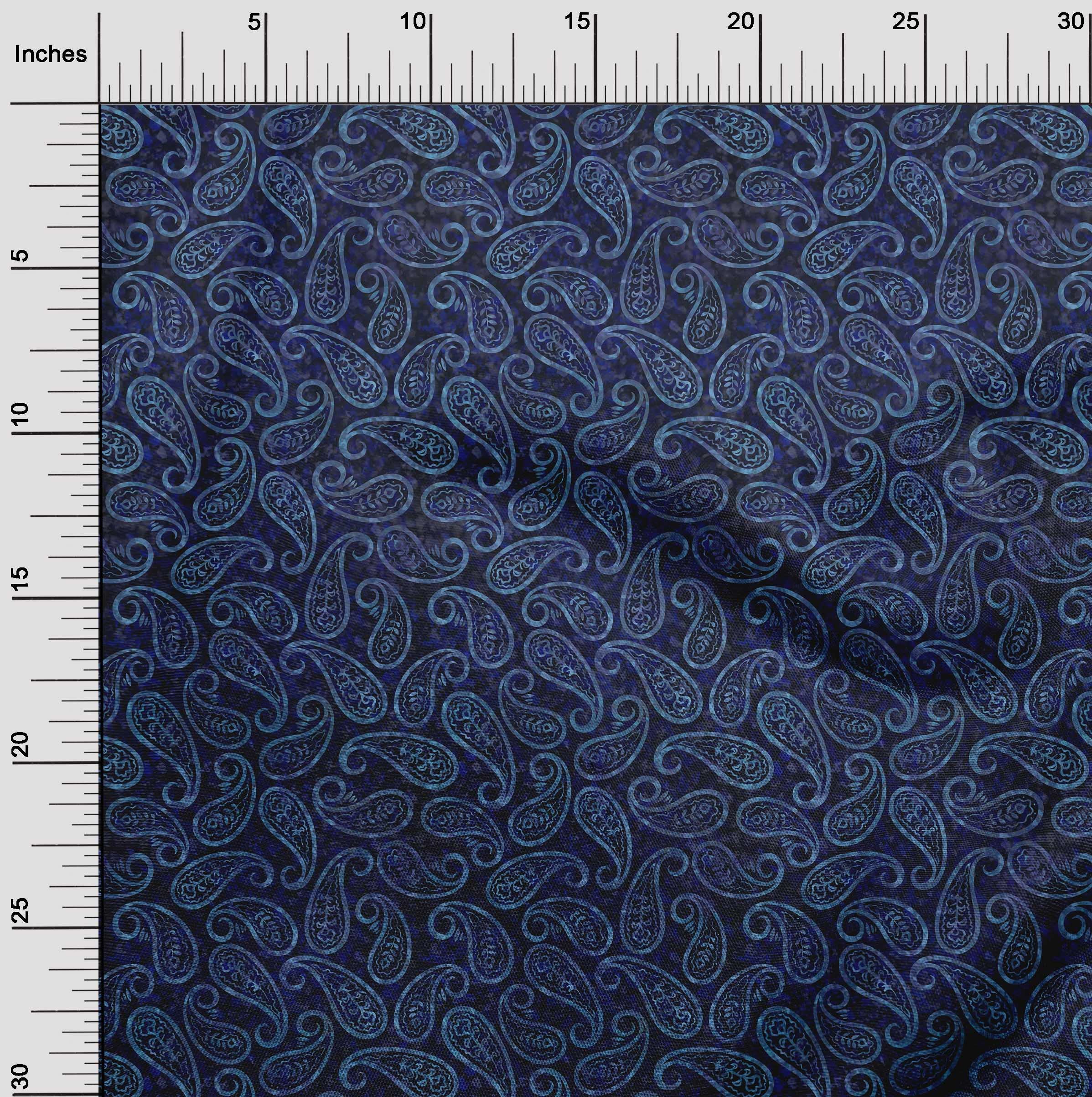 oneOone Rayon Blue Paisley Printed Fabric - 56 Inch Wide Sewing Material for DIY Clothing, Dresses & Home Decor | Premium Quality by The Yard