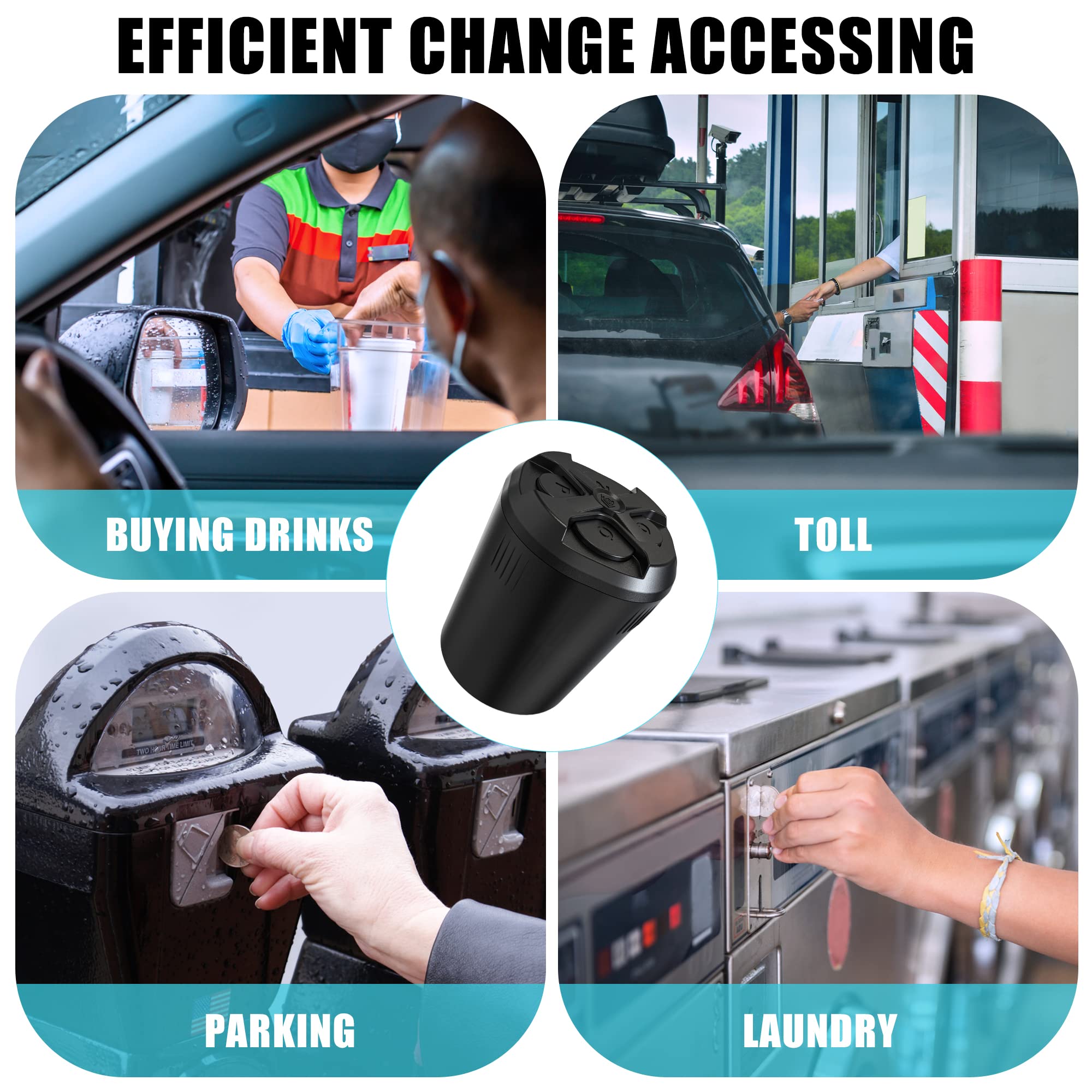 Seven Sparta Universal Car Coin Holder - Fits Most Car Cup Holders, Compact Change Organizer for Car, Home & Office - Perfect for Quick Access to Coins While Driving or Organizing Loose Change