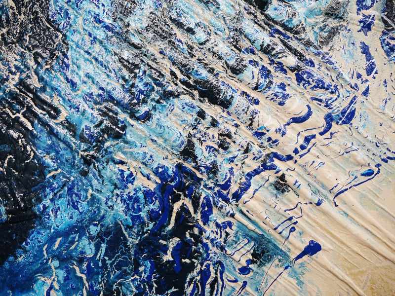 Abstract Blue Creme Wall Art - Modern Canvas Painting for Home & Office Decor | Perfect for Living Room, Bedroom or Workspace