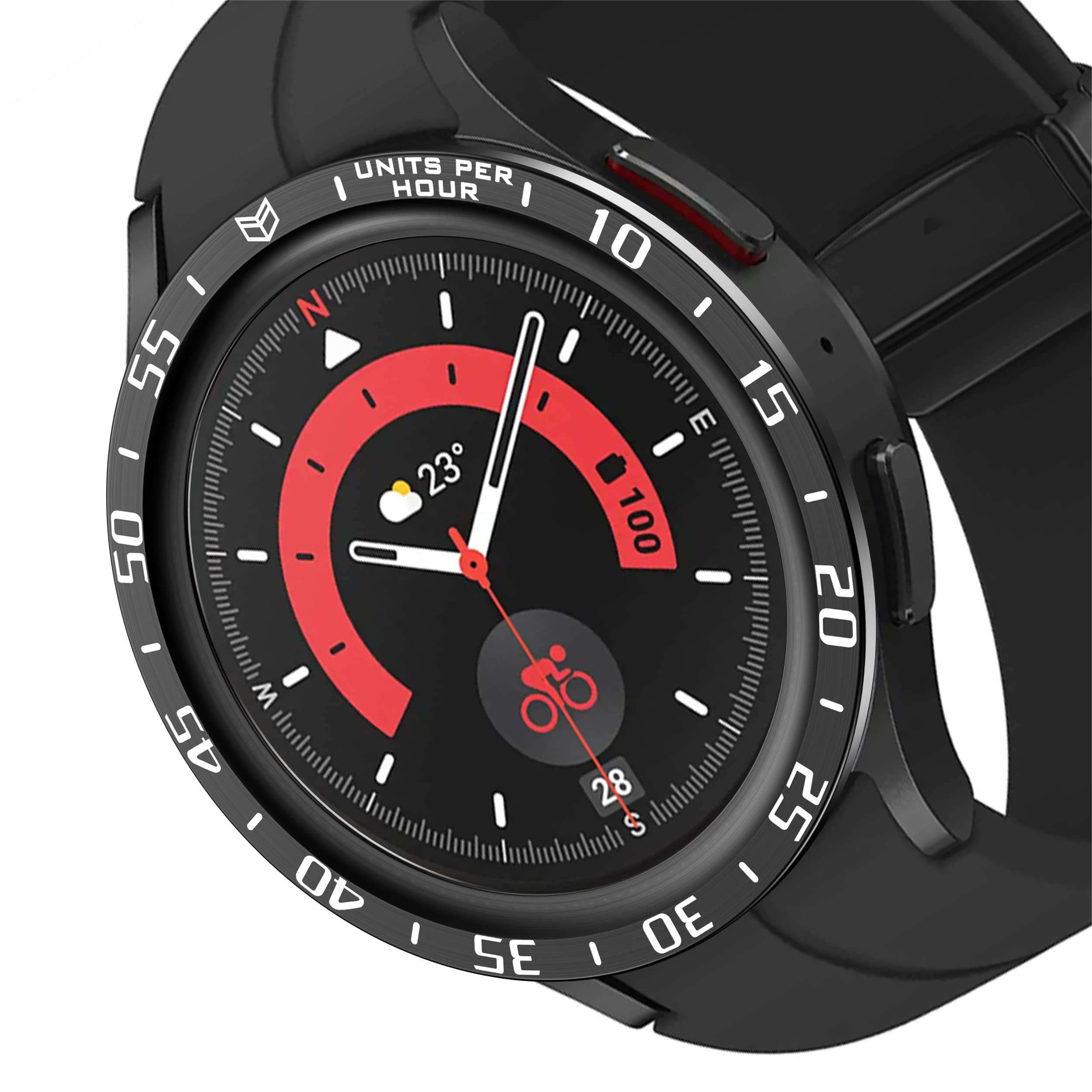 Stainless Steel Bezel Ring for Samsung Galaxy Watch 5 Pro - Anti-Scratch Protective Cover with Adhesive Loop | Perfect for Workouts, Outdoor Activities & Everyday Wear