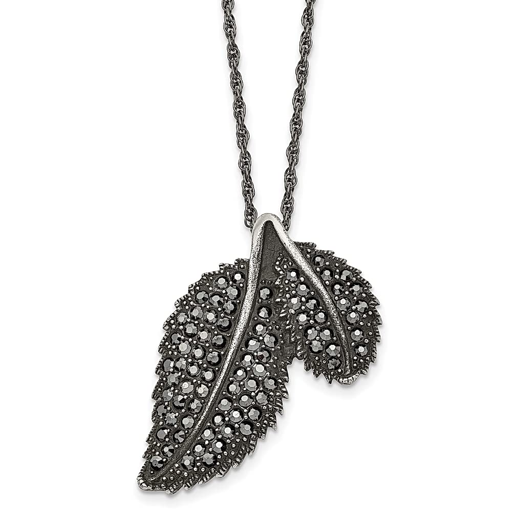 Vintage Marcasite Leaf Necklace - 20