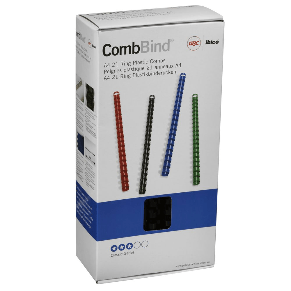 4 Pack GBC Plastic Binding Combs - 21 Loop, 12mm, A4 Size, Black (100 Combs) - Perfect for Office Documents, School Projects & Presentations