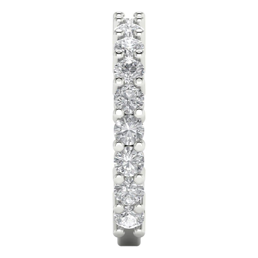 1.52 Carat Brilliant Round Cut Clear Simulated Diamond 14k White Gold Eternity Wedding Band Ring - Perfect for Anniversary Gifts, Engagement Rings & Bridal Jewelry