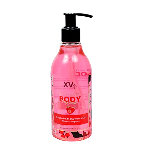 XVLife Strawberry Scented Body Wash for Women & Men - Hydrating & Moisturizing Shower Gel with Natural Ingredients - Perfect for Daily Use, Gym, and Relaxing Bath Time