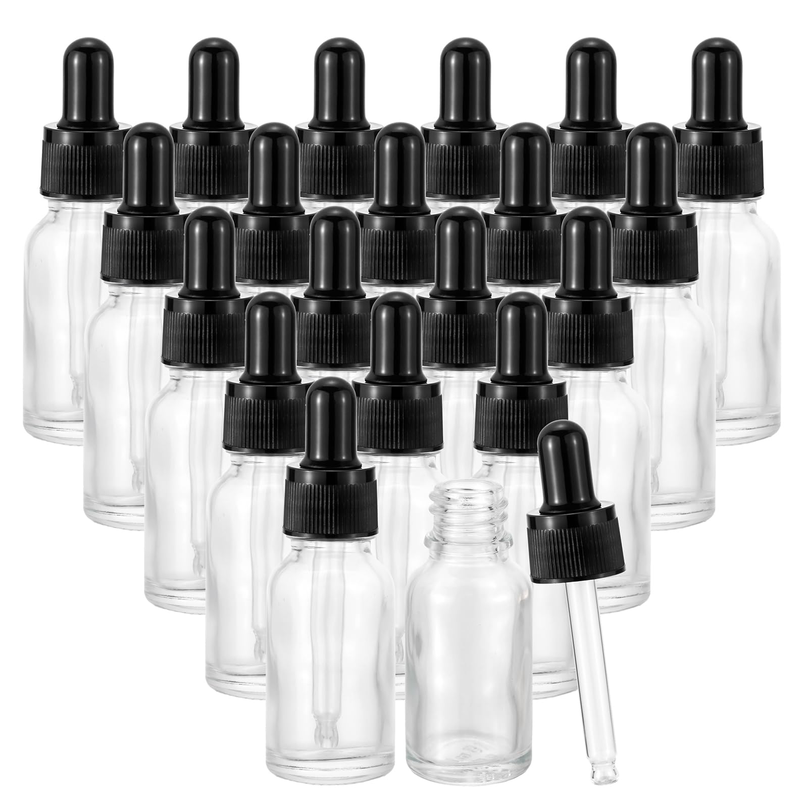 Kesell 20 Pack 15ml Clear Glass Dropper Bottles - Essential Oil Containers with Eye Droppers, Empty Sample Storage Jars, Travel Size Glass Vials for Oils, Perfume, DIY Blends - Perfect for Aromatherapy, Skincare, and Travel Organization