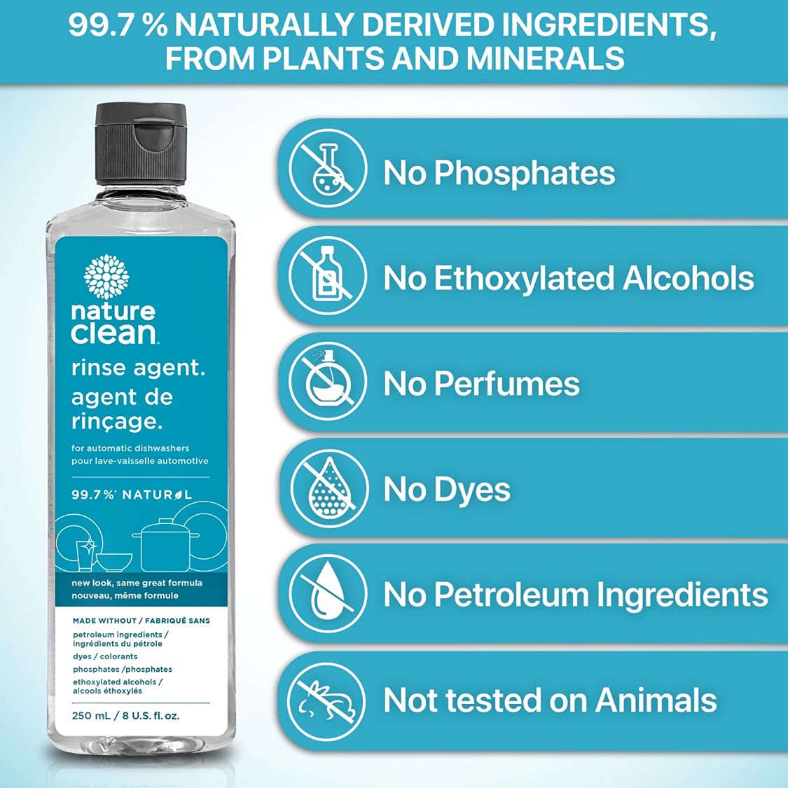 NATURE CLEAN Plant-Based Dishwasher Detergent Pods & Rinse Aid Set - Fragrance-Free, Organic, Eco-Friendly (60 Pods + 8oz) - Perfect for Sensitive Skin & Sustainable Kitchen Cleaning