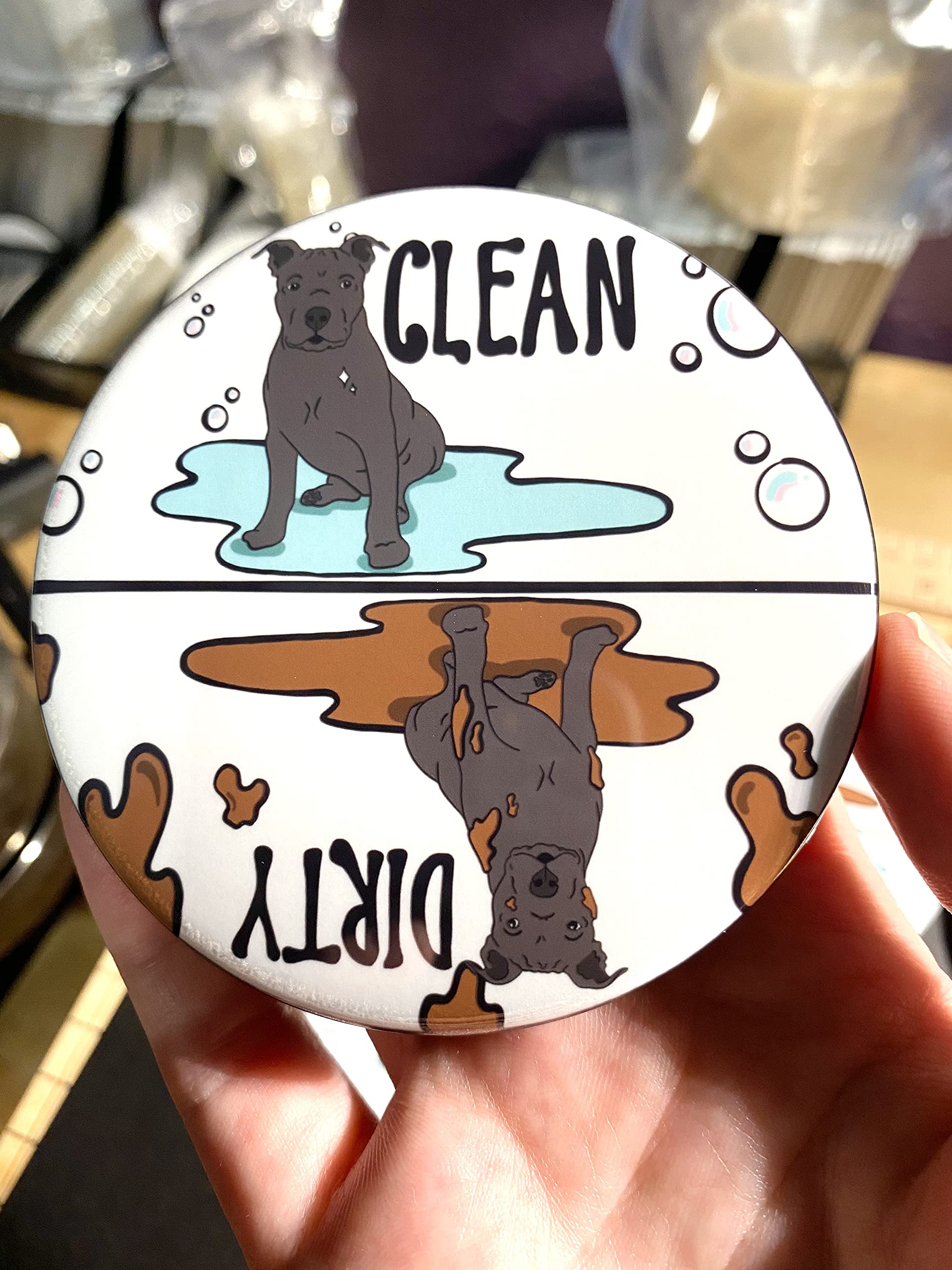 Handmade Black Pit Bull Dishwasher Magnet - Cute Dog Kitchen Decor & Cleaning Accessory for Refrigerator, Dishwasher - Perfect for Pet Lovers & Home Organization