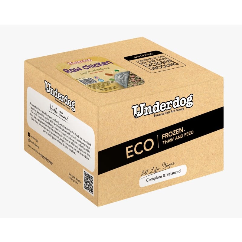 Premium Underdog Raw Chicken Fresh Frozen Dog Food - 1.2kg / 3kg - Grain-Free, High-Protein Natural Diet for Puppies & Adult Dogs - Perfect for Raw Feeding, Training Treats & Weight Management