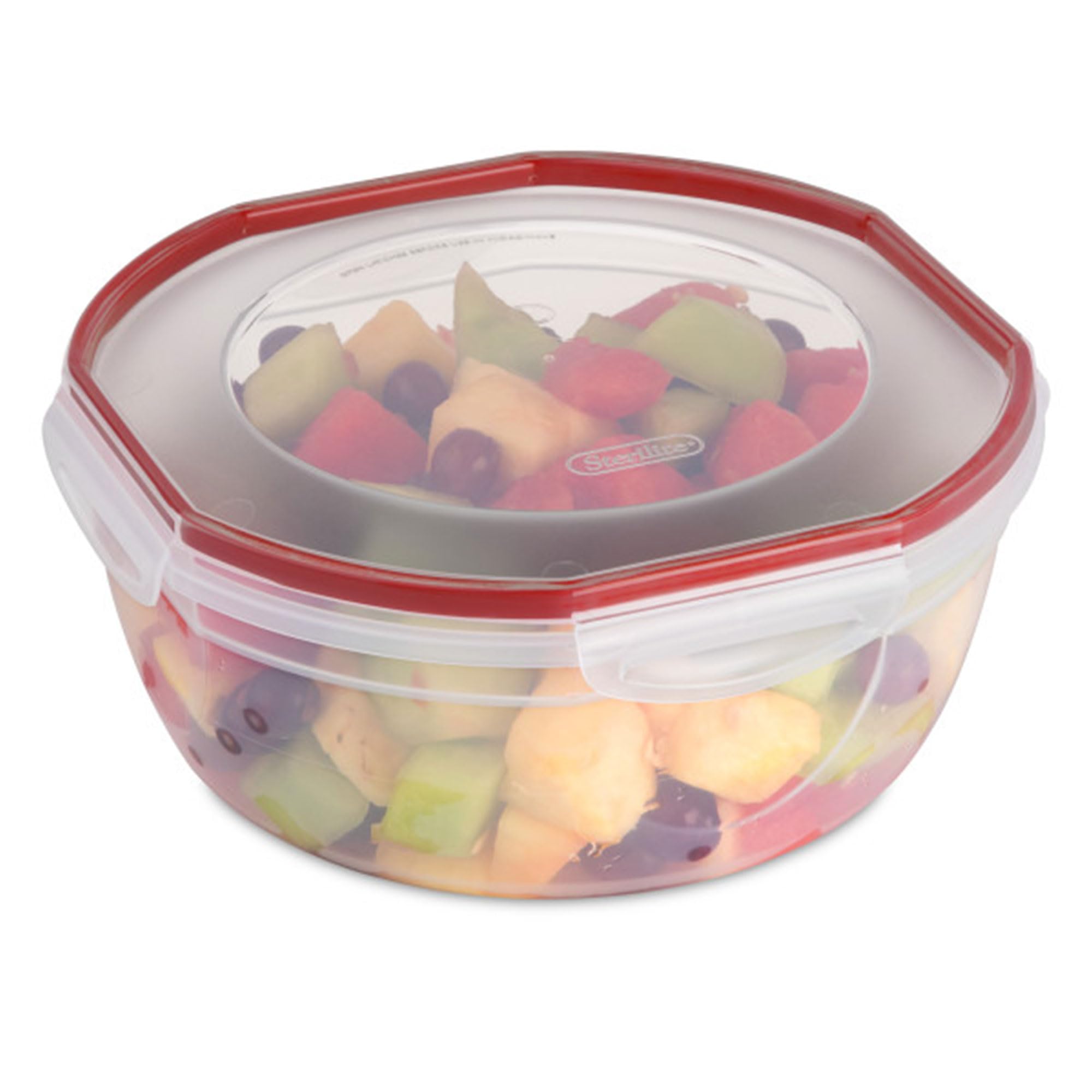 Sterilite Ultra-Seal 4.7 Qt Airtight Food Storage Containers with Latching Lids - 12-Pack Clear Microwave & Dishwasher Safe Bowls with Red Gasket for Meal Prep, Leftovers & Pantry Organization