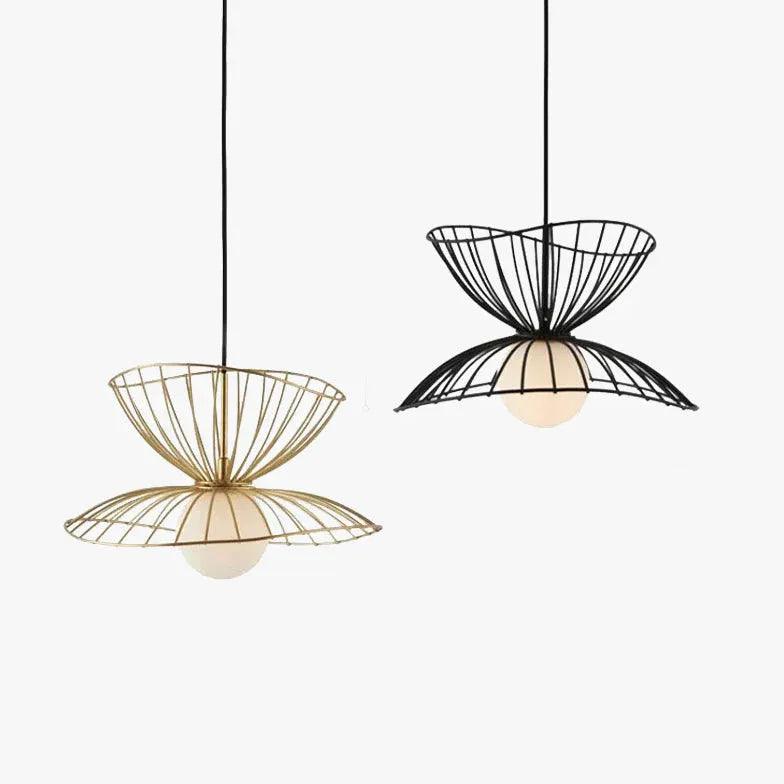 Double Layer Metal Wire Petal Shaped Pendant Light - Vintage Floral Ceiling Lamp for Dining Room, Bedroom & Kitchen Decor