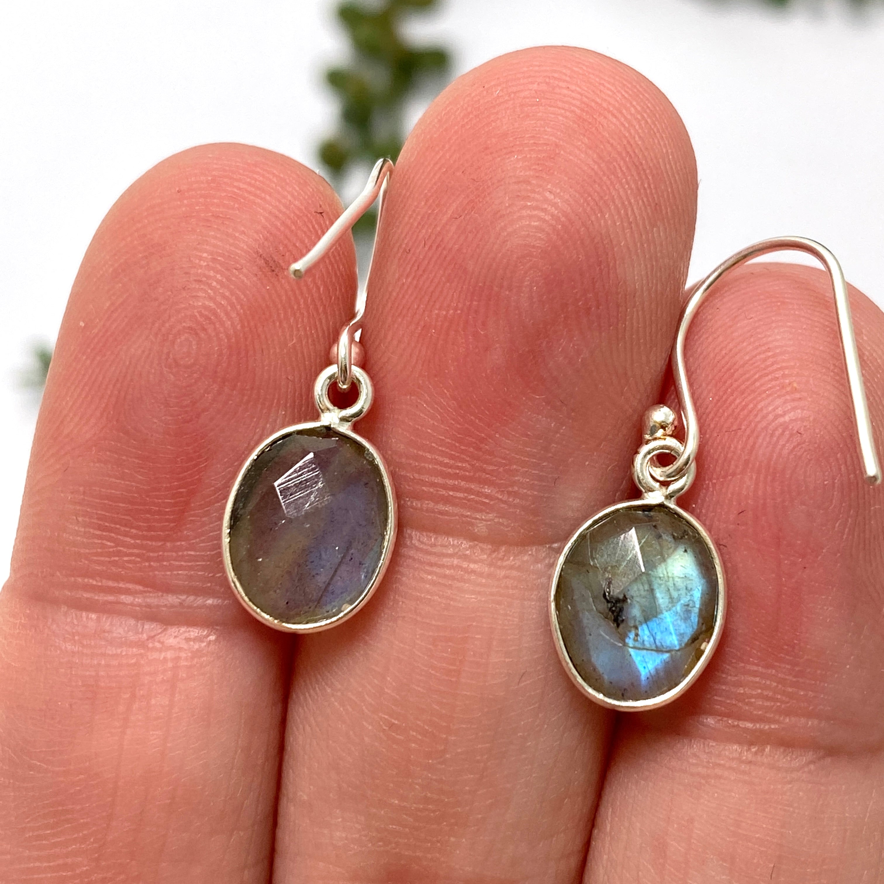 Labradorite Oval Checkerboard Faceted Earrings for Women - Handmade Sterling Silver Dangle Earrings - Perfect for Parties, Weddings & Everyday Wear