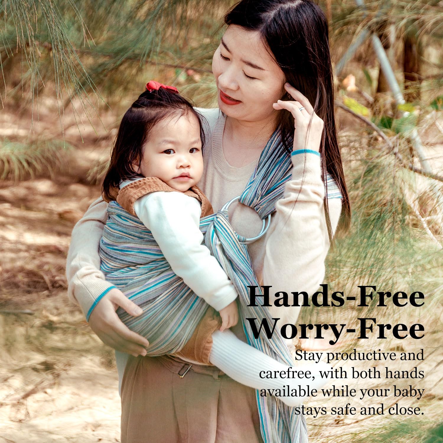 Vlokup Soft Lightweight Cotton Baby Sling Carrier Wrap - Adjustable Ring Sling for Newborns, Infants & Toddlers (0-24 Months) - Breathable Nursing Cover & Hands-Free Babywearing Solution - Perfect Baby Shower Gift & Daily Use for Parents On-The-Go