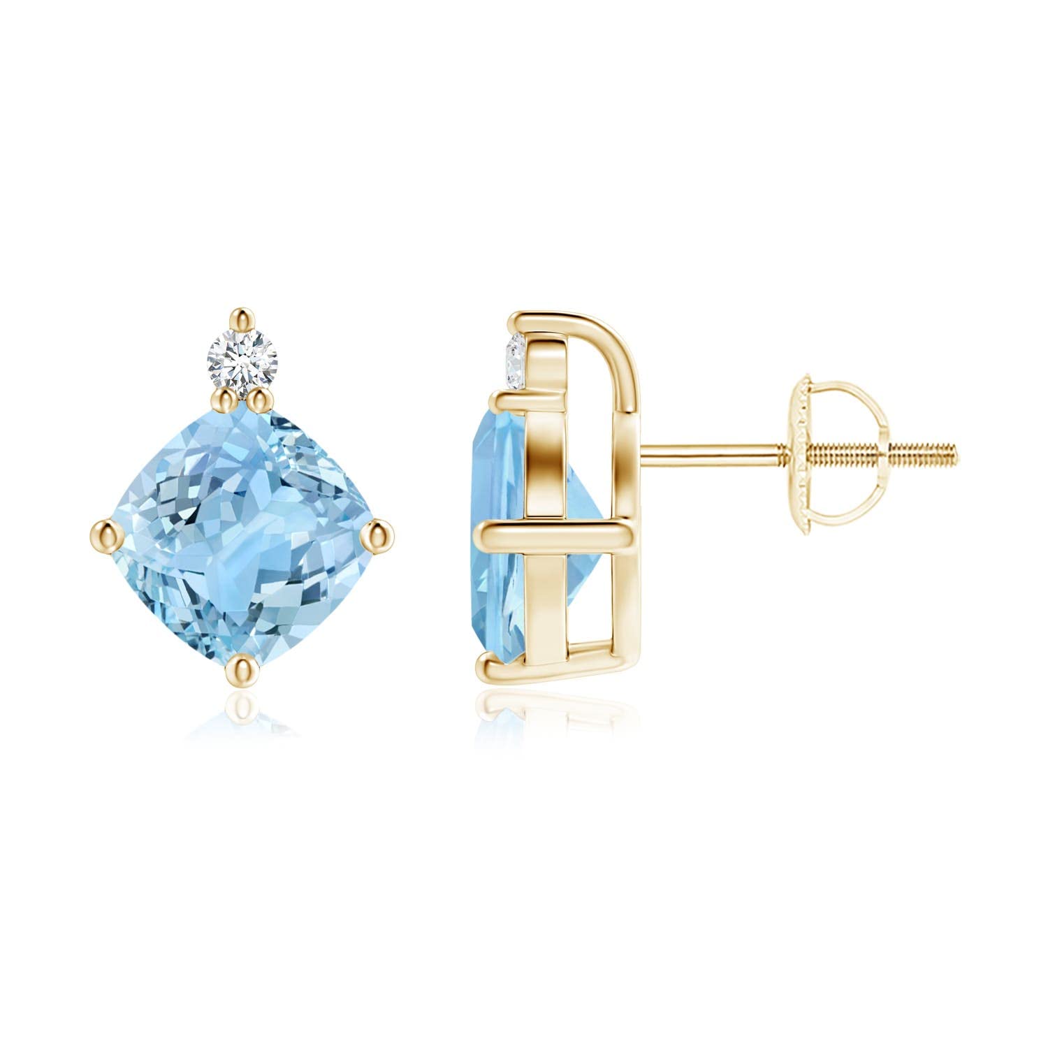 Natural Aquamarine Stud Earrings for Women - 14K Solid Gold & Platinum March Birthstone Jewelry | Elegant Gift for Her, Birthday, Wedding, Anniversary | Perfect for Everyday Wear & Special Occasions
