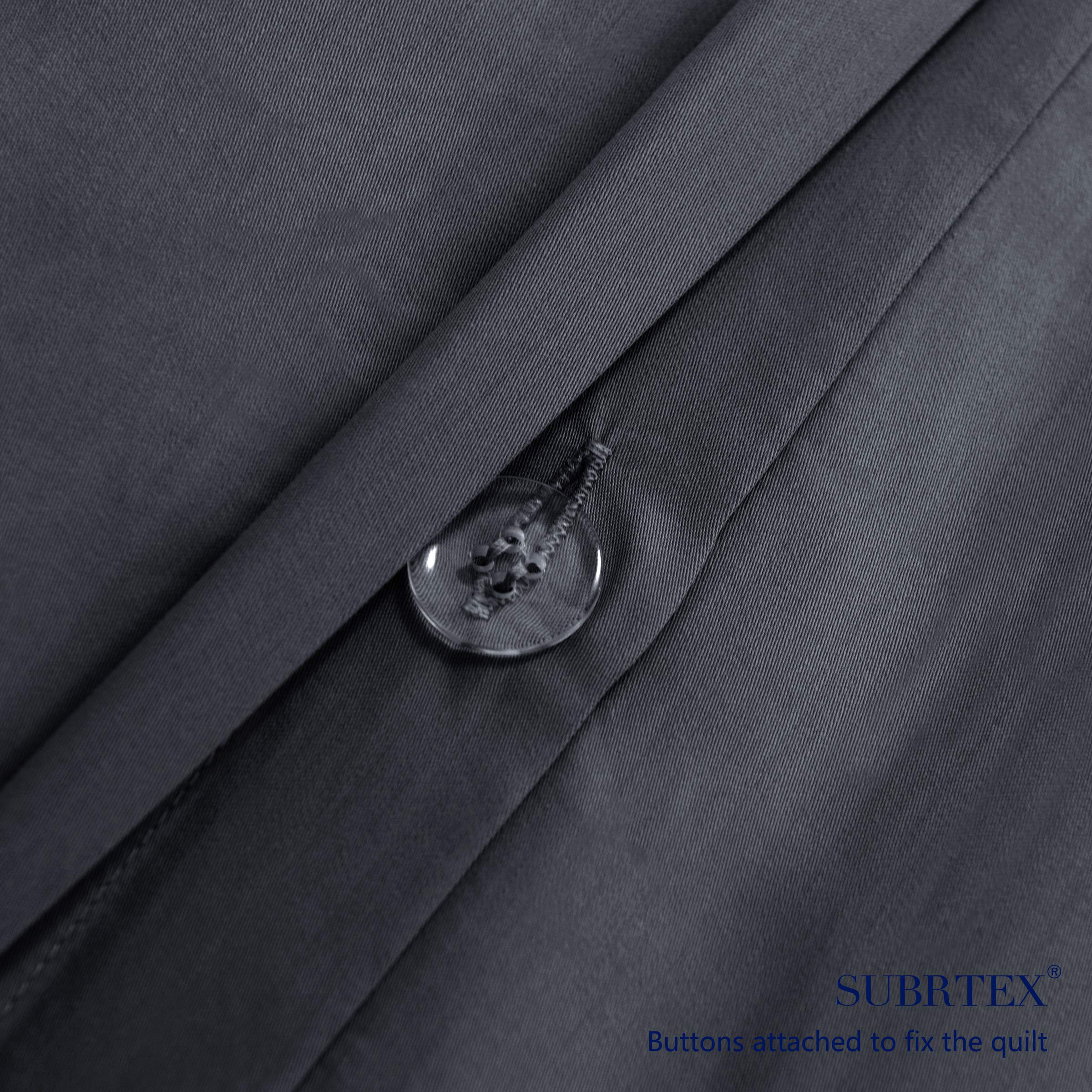 SUBRTEX Luxury Tencel Duvet Cover Set - 3 Piece Full/Queen Size with Button Closure - Premium Silky Cotton Bedding Set Includes 2 Pillowcases - Lightweight & Breathable for All Seasons - Hotel Quality Comfort (Dark Gray) - Perfect for Home, Guest Room & Airbnb Stays