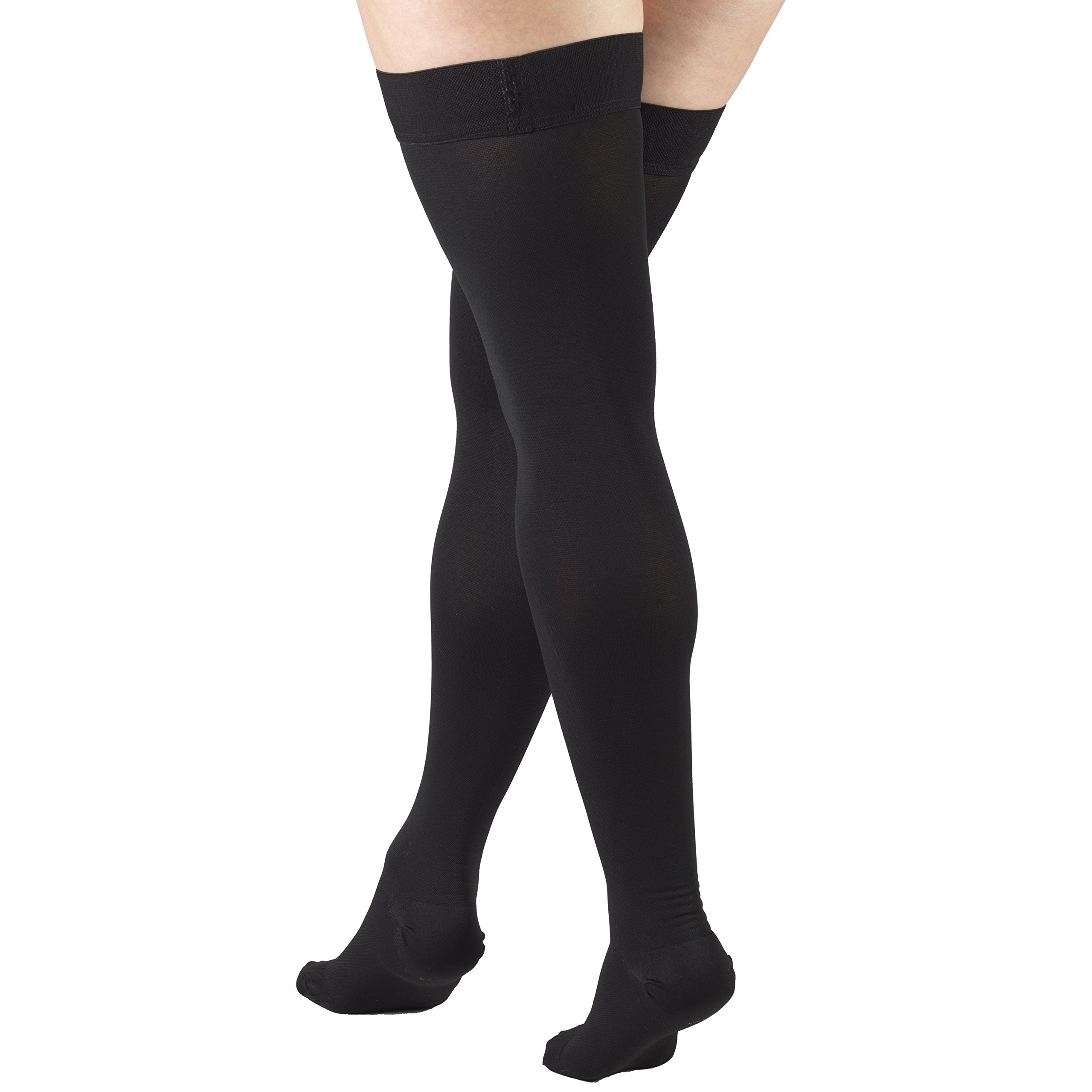 Truform 20-30 mmHg Compression Stockings for Men & Women - Thigh High Medical Socks with Dot Top & Closed Toe - Ideal for Circulation Support, Varicose Veins & Long Flights