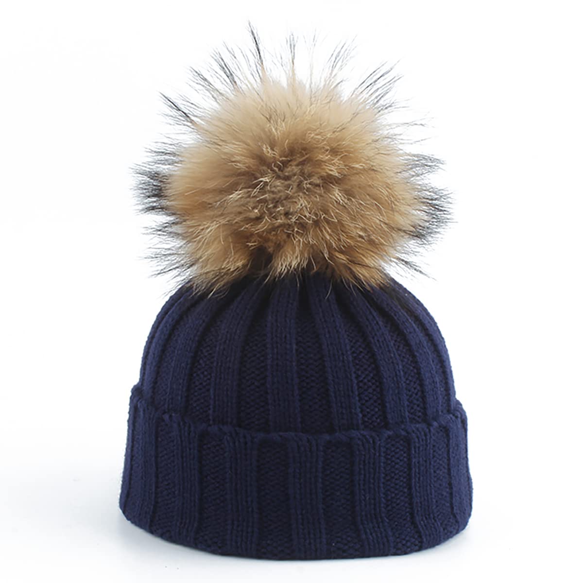 ECYC Baby Winter Warm Beanie Hat with Big Pom Pom - Soft Knitted Skull Cap for Infants & Toddlers - Cozy Solid Color Winter Hat for Boys & Girls - Perfect for Cold Weather, Outdoor Play & Holiday Photos
