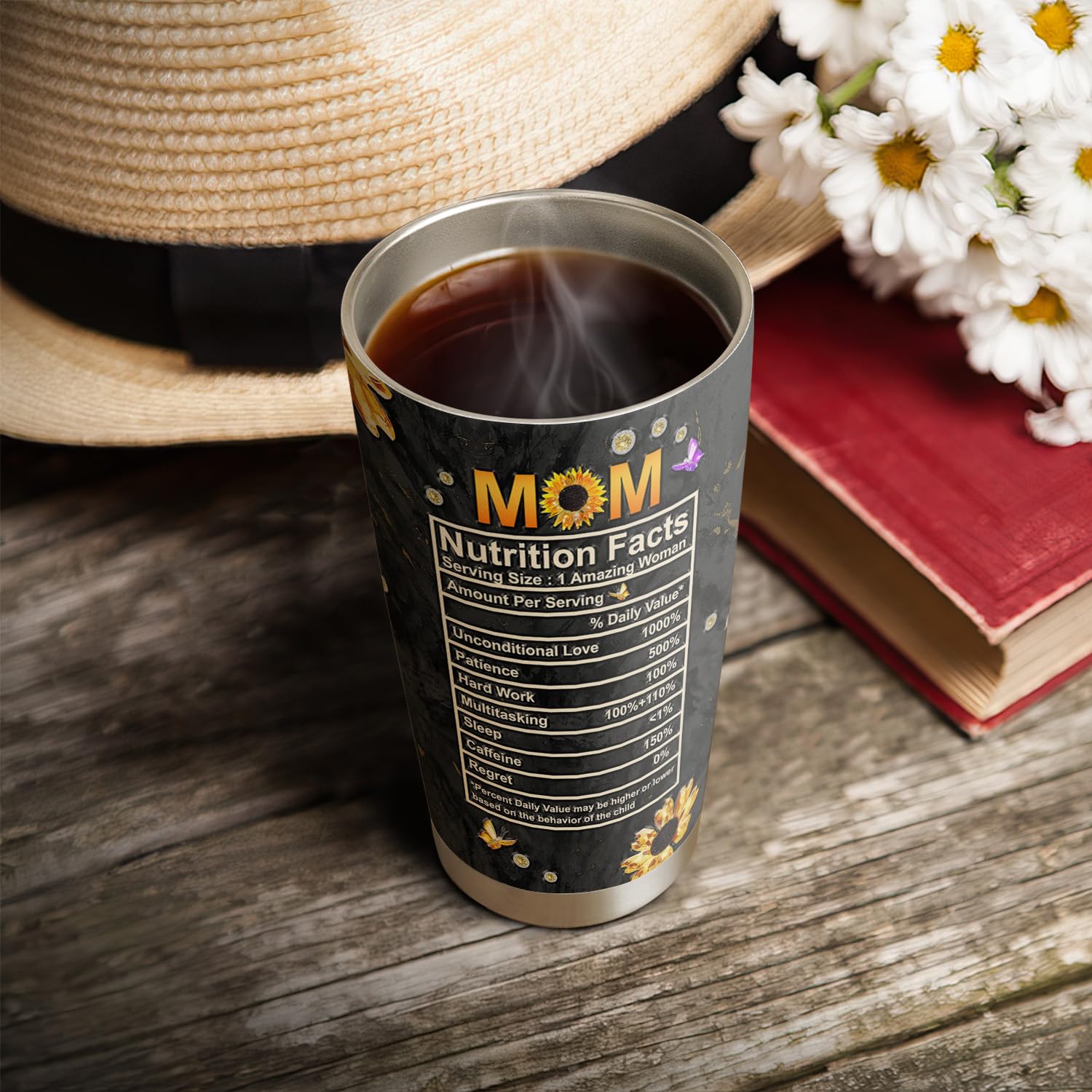 20oz Insulated Tumbler with Lid - Double Wall Vacuum Travel Coffee Mug for Women, Mom & Friends - Perfect Birthday Gift, Motivational Quote Design - Great for Office, Gym & Outdoor Activities