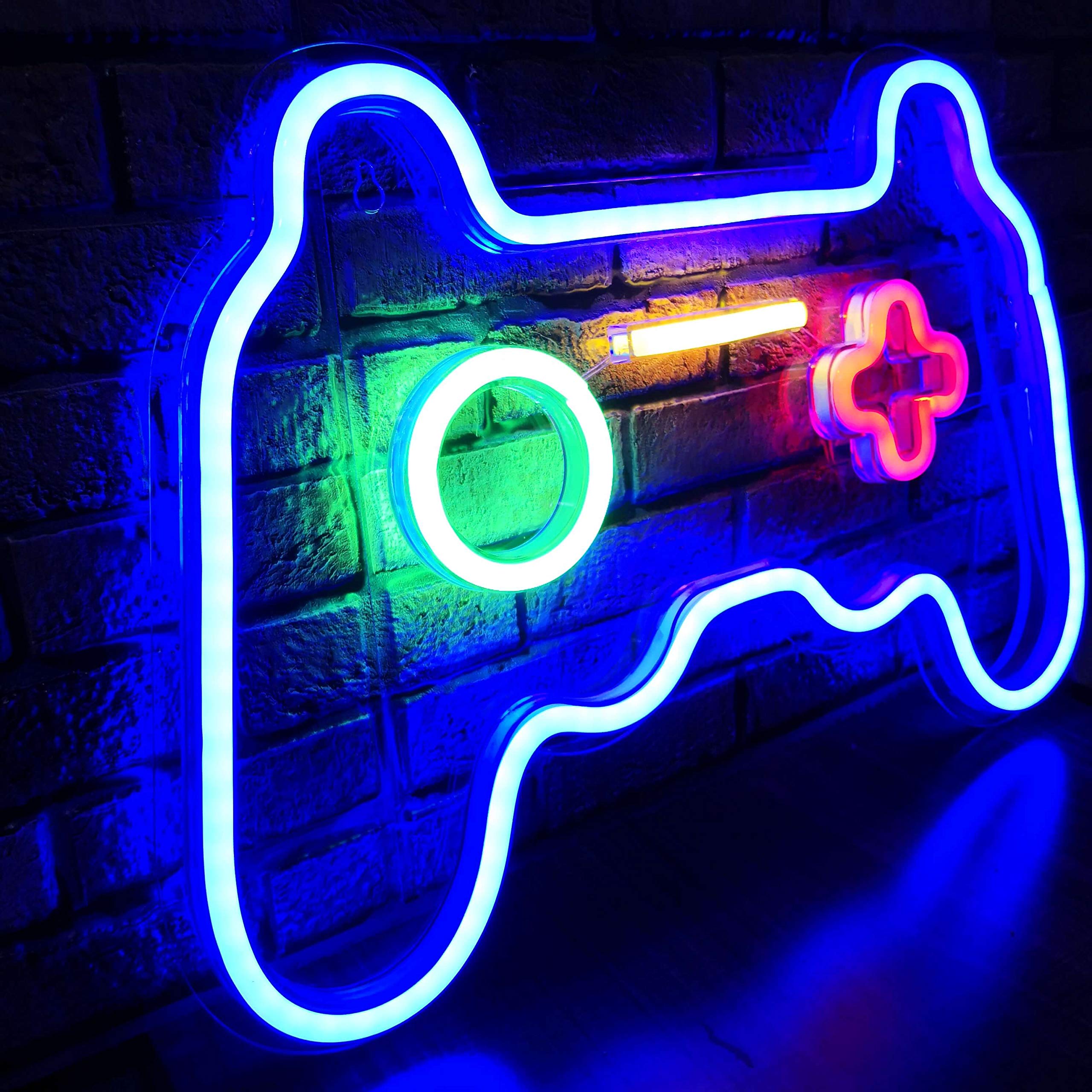 LED Neon Gaming Sign - Wireless Gamepad Shape Light for Teen Boys & Girls - Cool Gamer Gift, Gaming Room Décor for Bedroom, Man Cave, or Esports Setup - Perfect for Birthday, Christmas & Gaming Parties