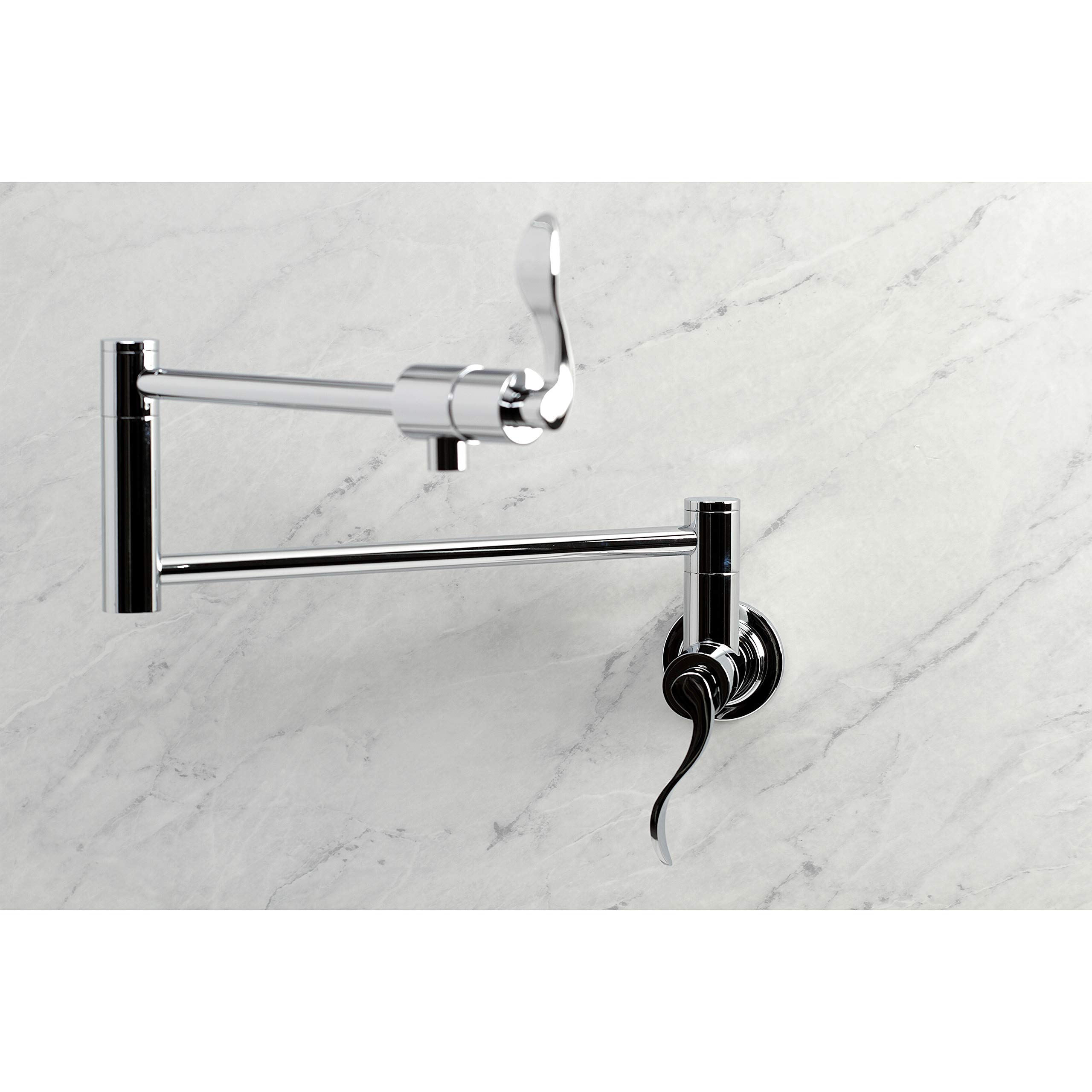 Kingston Brass KS4101DFL NuWave Wall Mount Pot Filler Faucet - Polished Chrome Finish - Ideal for Kitchen Sink, Cooking & Filling Large Pots