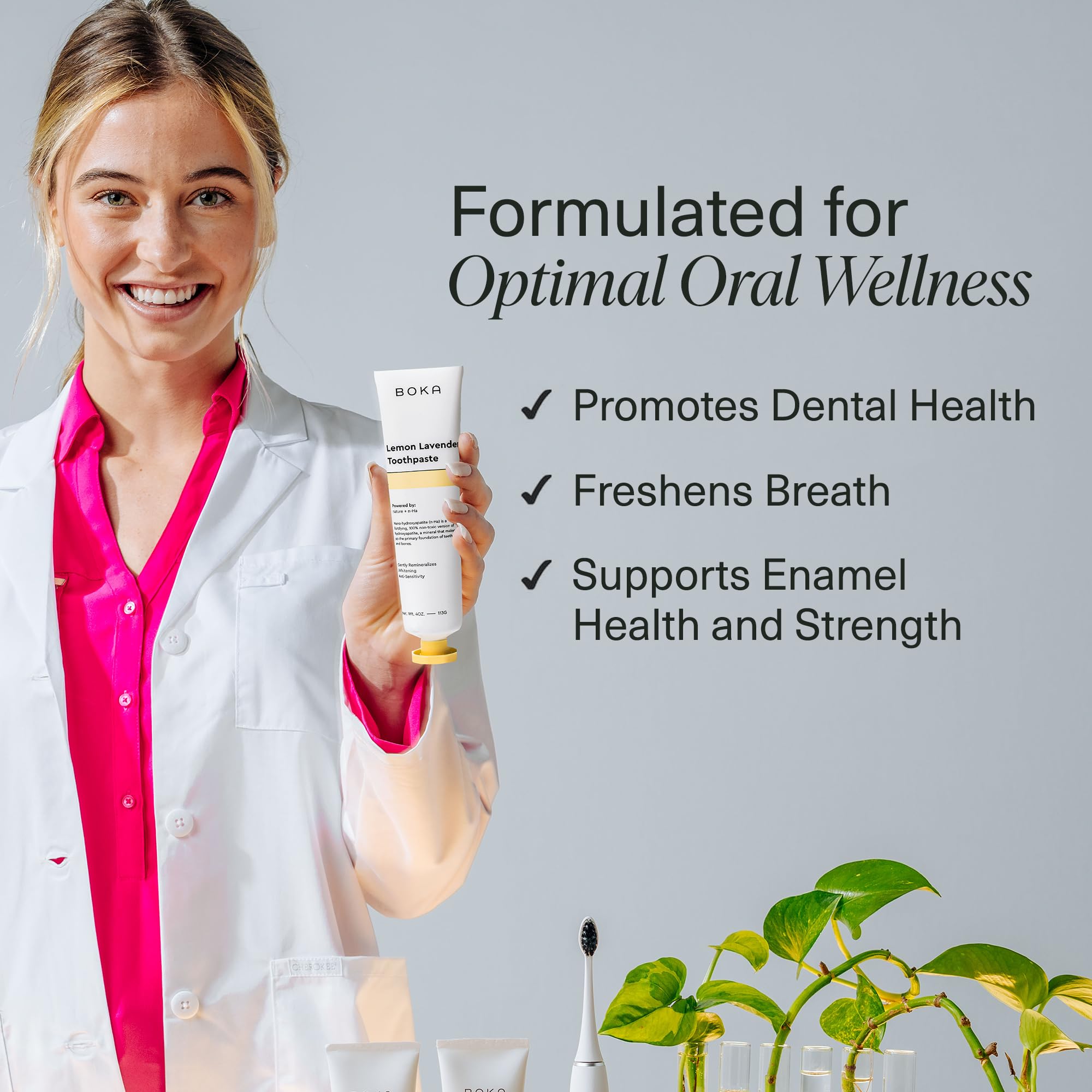 Boka Fluoride Free Toothpaste with Nano Hydroxyapatite for Teeth Remineralization | Sensitive Teeth Whitening Toothpaste | Natural Lemon Lavender Flavor | 4oz Tube | Made in USA | Perfect for Family Oral Care & Daily Teeth Whitening Routine